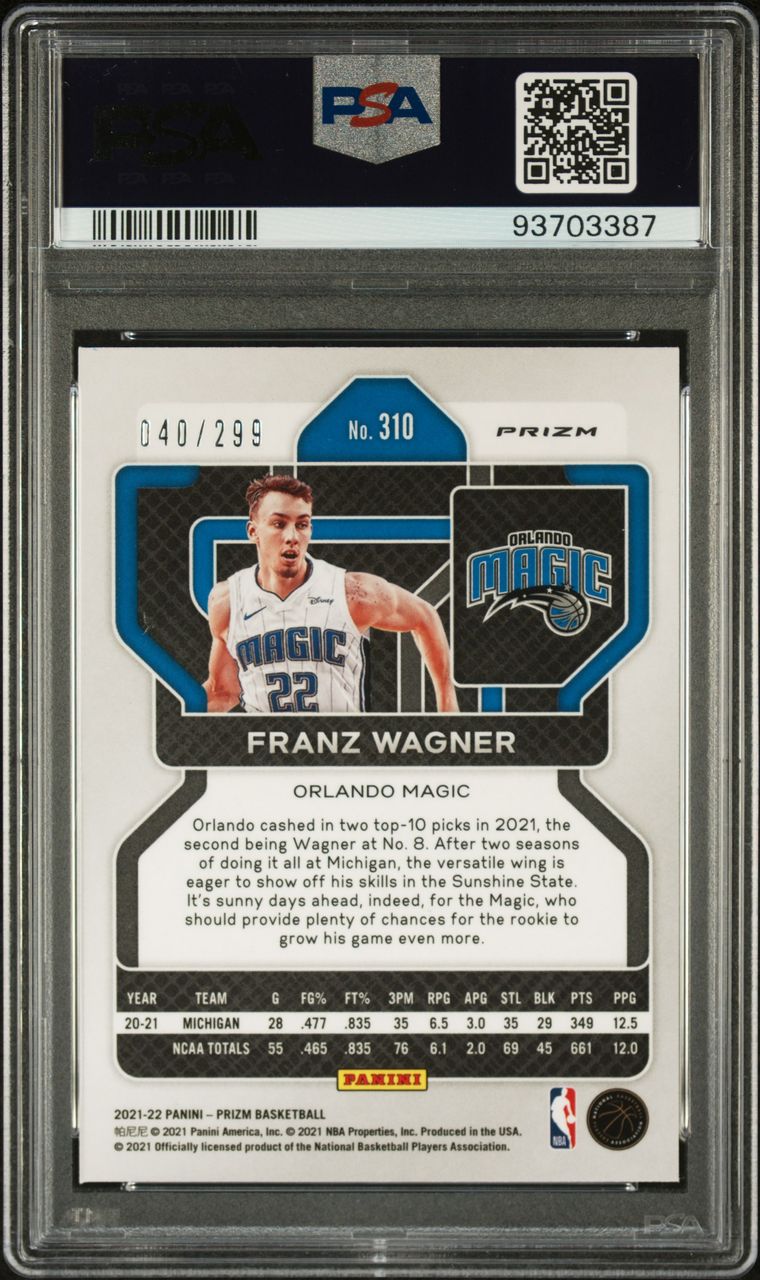 2021 Prizm #310 Franz Wagner Signed Card Red Prizm Authentic AUTO 9 PSA Slabbed Magic