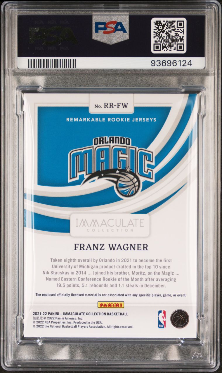 2021 Immaculate JMB Pat-Jersey Number #JP-FZW Franz Wagner Signed NM-MT 9 AUTO 10 PSA Slabbed Magic
