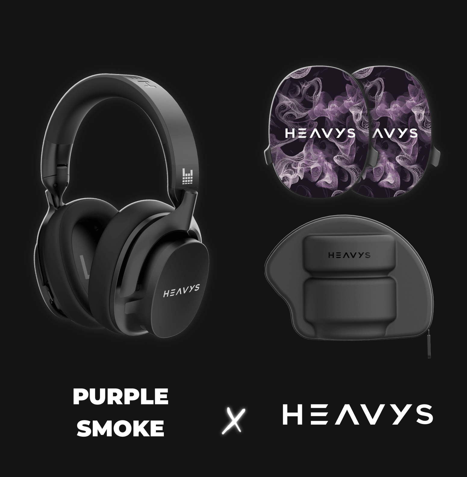Purple Smoke Limited Edition HEAVYS Headphone Shells & Headphone Bundle