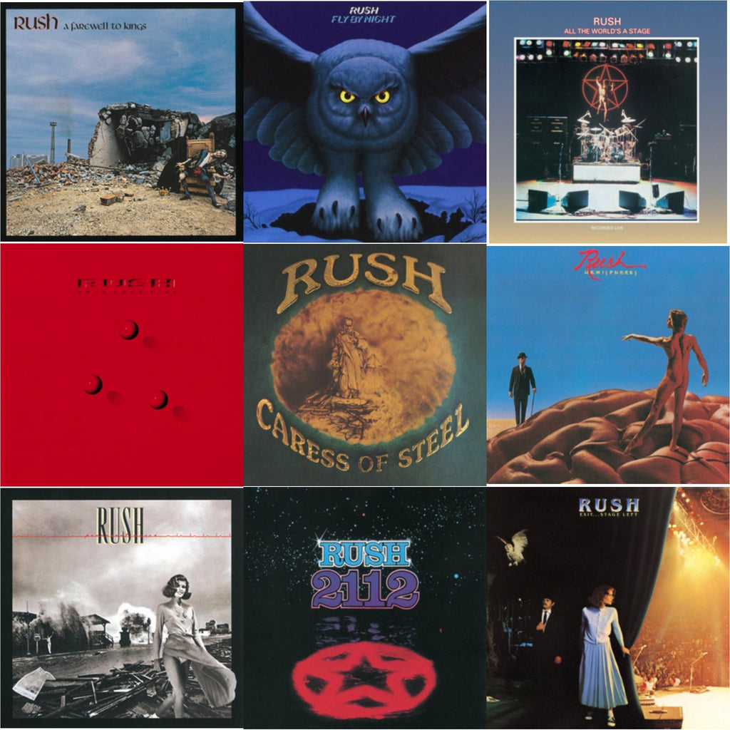 Rush - Farewell To Kings (180G) & Fly By Night (180G) & All The World's A Stage (180G) & Hold Your Fire (180G) & Caress Of Steel (180G/Dl Card) & Hemispheres (180G) & Permanent Waves (180G) & 2112 (180G) & Exit Stage Left (180G) - LP Vinyl Bundle