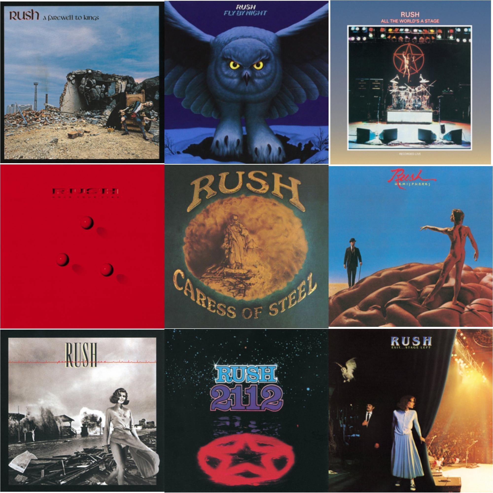 Rush - Farewell To Kings (180G) & Fly By Night (180G) & All The World's A Stage (180G) & Hold Your Fire (180G) & Caress Of Steel (180G/Dl Card) & Hemispheres (180G) & Permanent Waves (180G) & 2112 (180G) & Exit Stage Left (180G) - LP Vinyl Bundle