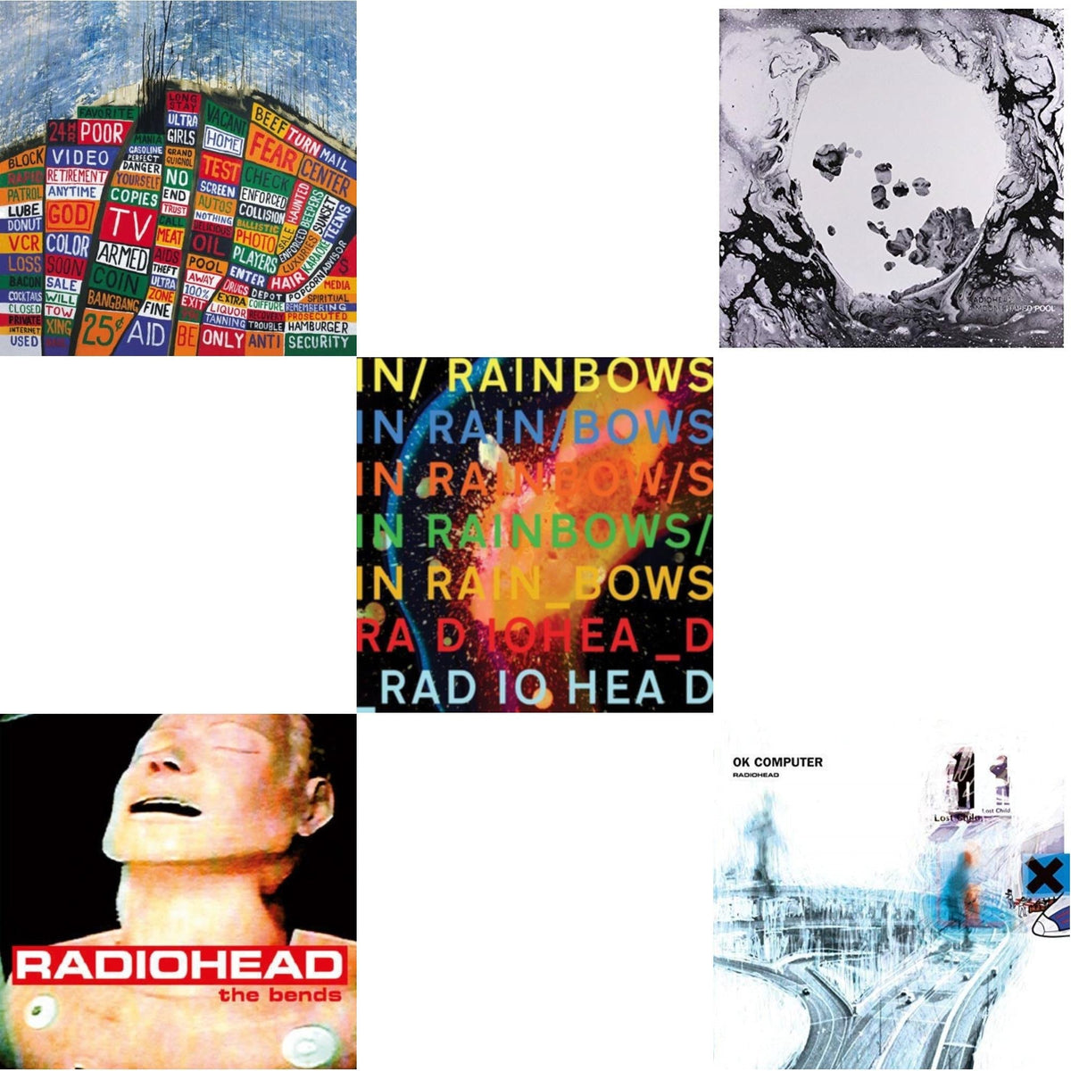 In Rainbows (180G) & Bends (180G) & Ok Computer (2LP/180G) & Hail To The Thief (2LP/45 RPM/180G) & Moon Shaped Pool (Foil Gatefold Cover)