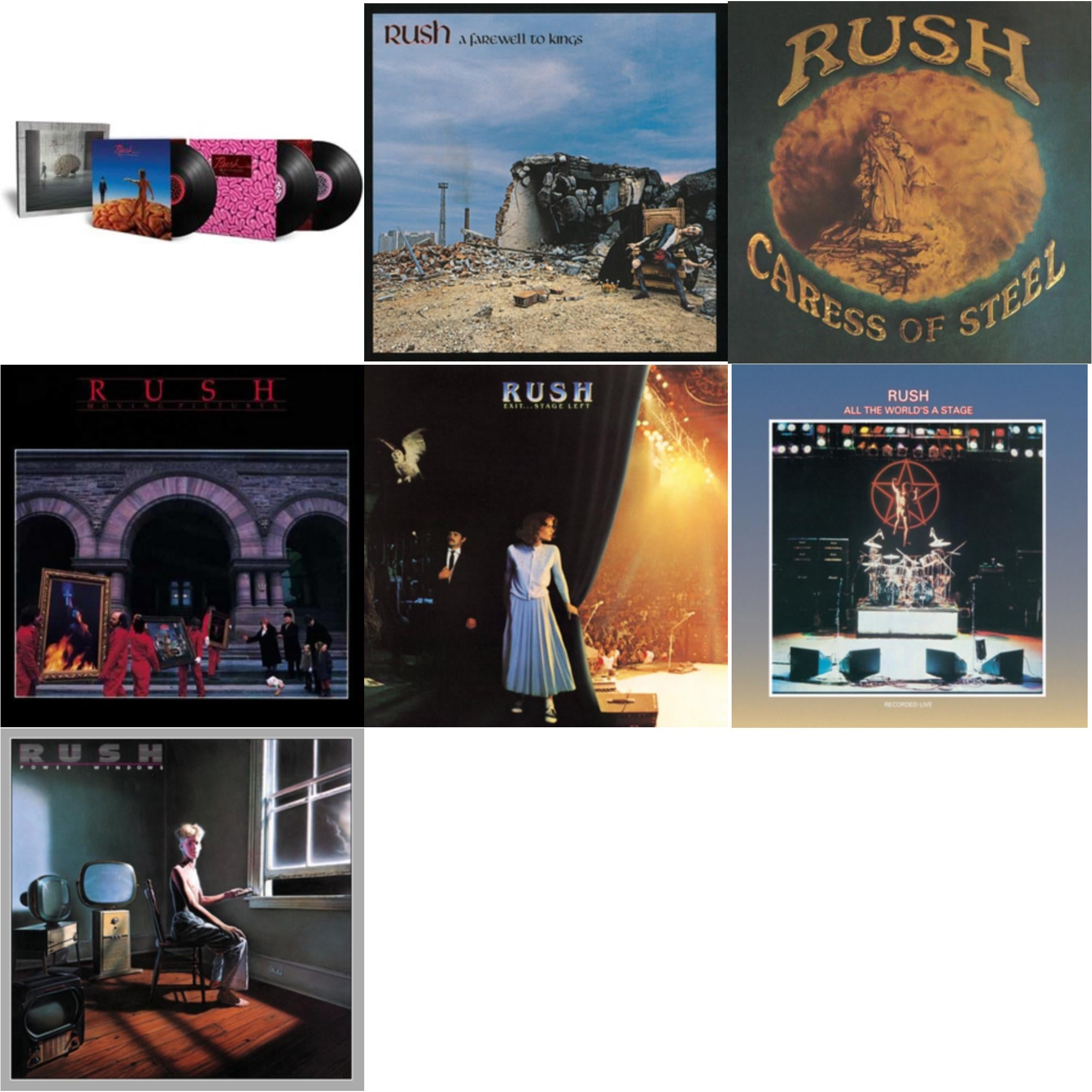 Rush - Hemispheres (40Th Anniversary/3 LP) & Farewell To Kings (180G) & Caress Of Steel (180G/Dl Card) & Moving Pictures (180G LP Vinyl/Dl Card) & Exit Stage Left (180G) & All The World's A Stage (180G) & Power Windows (180G)