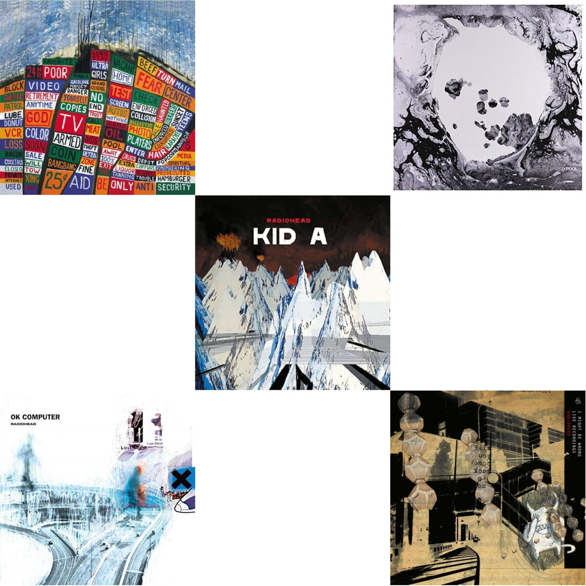 Ok Computer (2LP/180G) & Kid A (2LP/180G) & I Might Be Wrong & Hail To The Thief (2LP/45 RPM/180G) & Moon Shaped Pool (Foil Gatefold Cover)