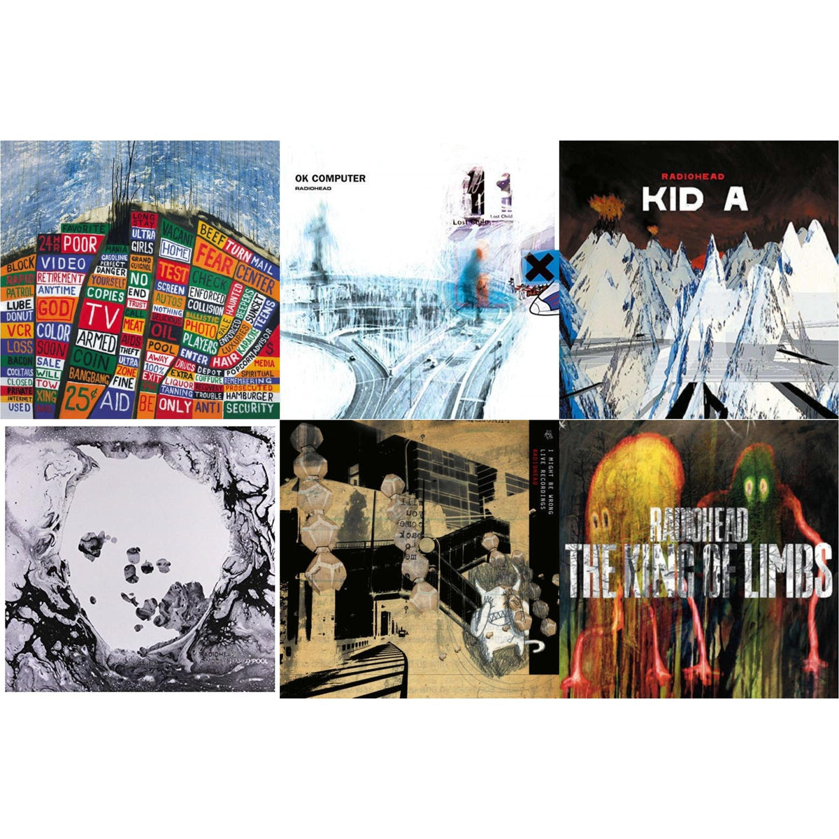 Ok Computer (2LP/180G) & Kid A (2LP/180G) & I Might Be Wrong & Hail To The Thief (2LP/45 RPM/180G) & King Of Limbs (180G) & Moon Shaped Pool (Foil Gatefold Cover)