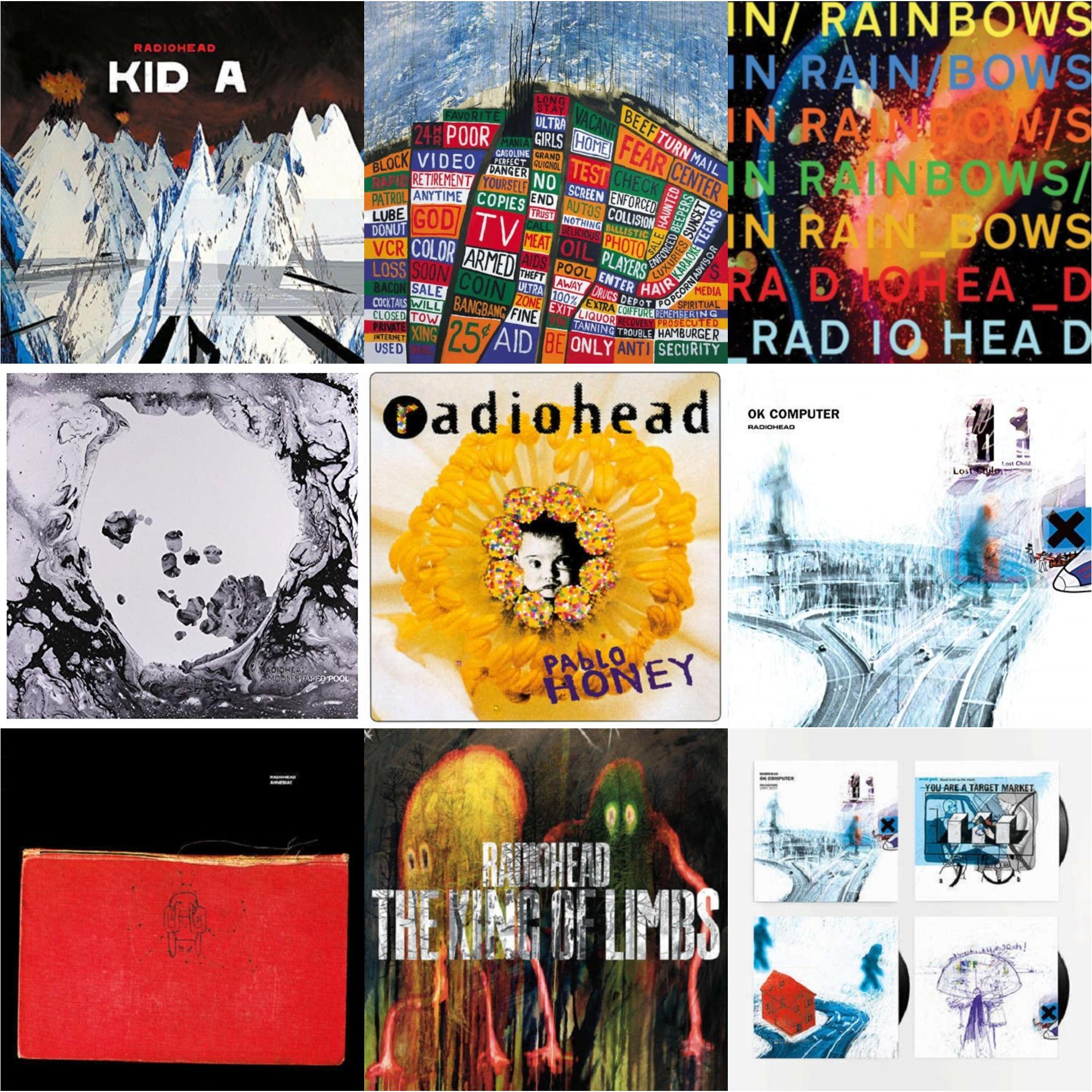 Radiohead - In Rainbows (180G) & Pablo Honey (180G) & Ok Computer (2LP/180G) & Kid A (2LP/180G) & Amnesiac (2LP/180G) & Hail To The Thief (2LP/45 RPM/180G) & King Of Limbs (180G) & Moon Shaped Pool (Foil Gatefold Cover) & Ok Computer Oknotok