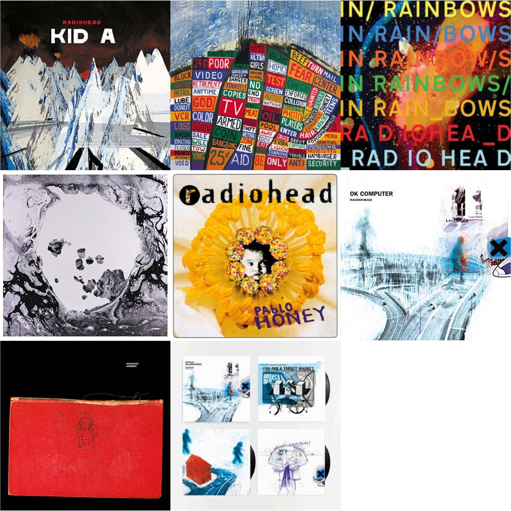 Radiohead - In Rainbows (180G) & Pablo Honey (180G) & Ok Computer (2LP/180G) & Kid A (2LP/180G) & Amnesiac (2LP/180G) & Hail To The Thief (2LP/45 RPM/180G) & Moon Shaped Pool (Foil Gatefold Cover) & Ok Computer Oknotok (3LP/180G)
