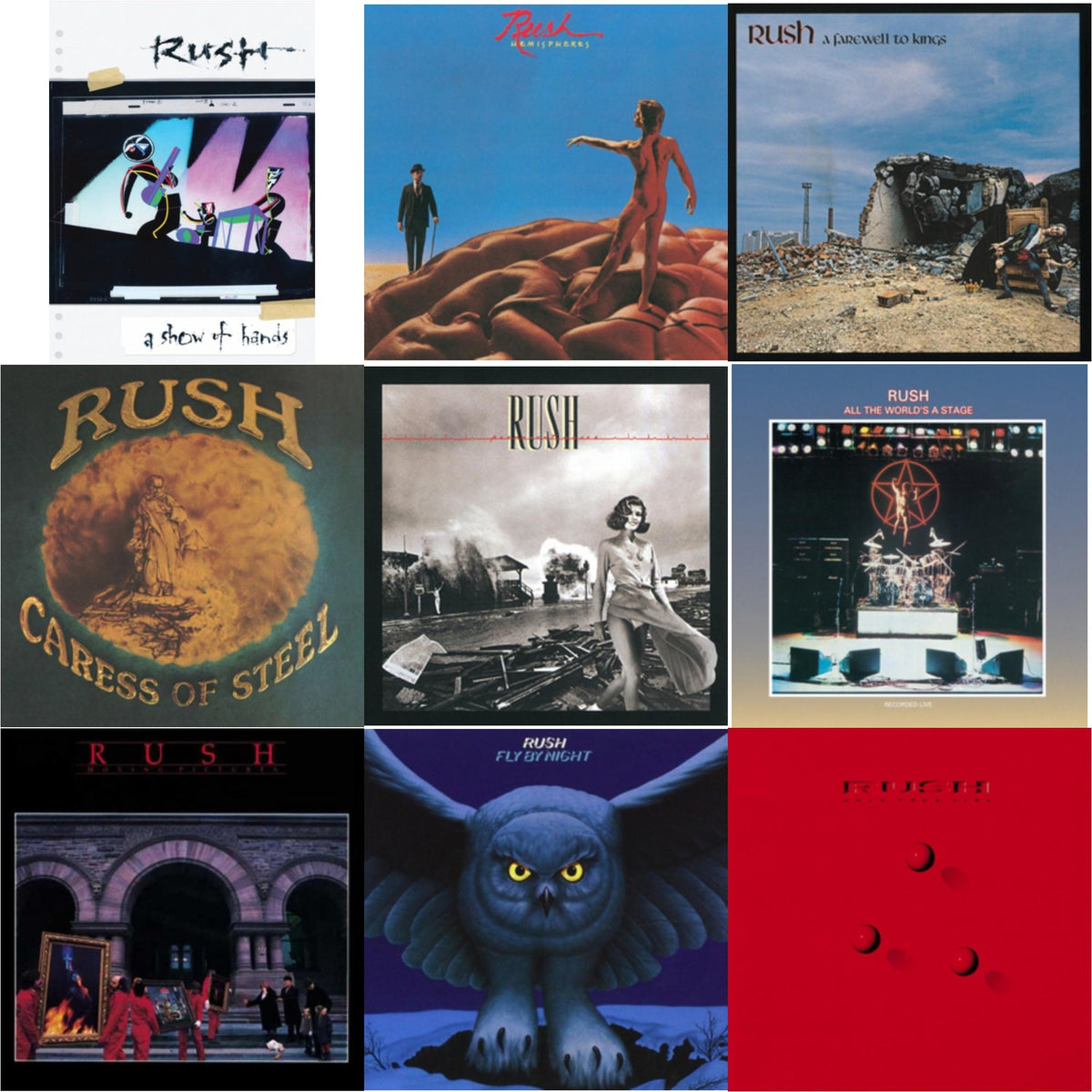 Fly By Night (180G) & Caress Of Steel (180G/Dl Card) & All The World's A Stage (180G) & Farewell To Kings (180G) & Hemispheres (180G) & Permanent Waves (180G) & Moving Pictures (180G LP Vinyl/Dl Card) & Hold Your Fire (180G) & Show Of Hands (180G)