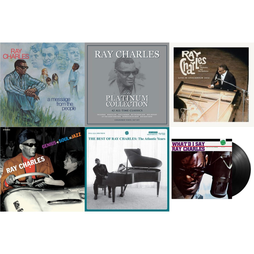 Ray Charles - Message From The People (140G) & Platinum Collection (White LP Vinyl) & Live In Stockholm 1972 (140G) & Genius + Soul = Jazz (Orange LP Vinyl) & Best Of Ray Charles: The Atlantic Years (2LP/White Vinyl) & What'd I Say (180G)