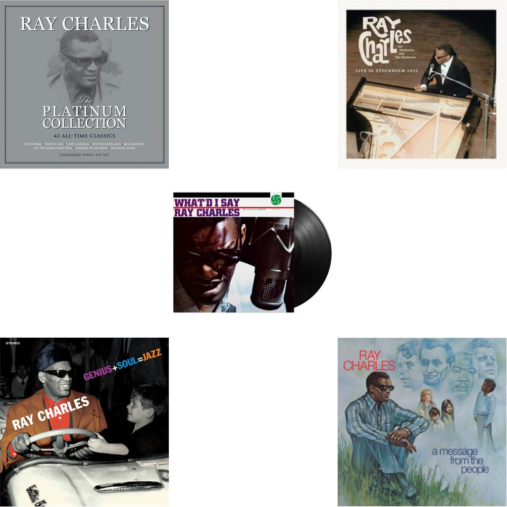 Ray Charles - Platinum Collection (White LP Vinyl) & Genius + Soul = Jazz (Orange LP Vinyl) & What'd I Say (180G) & Live In Stockholm 1972 (140G) & Message From The People (140G)