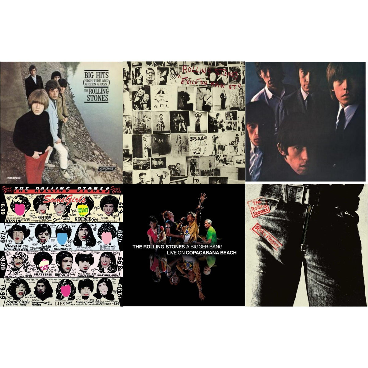 Rolling Stones No.2 (180G) & Big Hits (High Tide Green Grass LP Vinyl) & Bigger Bang Live On Copacabana Beach (Multi Color Vinyl/3LP) & Sticky Fingers & Exile On Main Street (2LP) & Some Girls