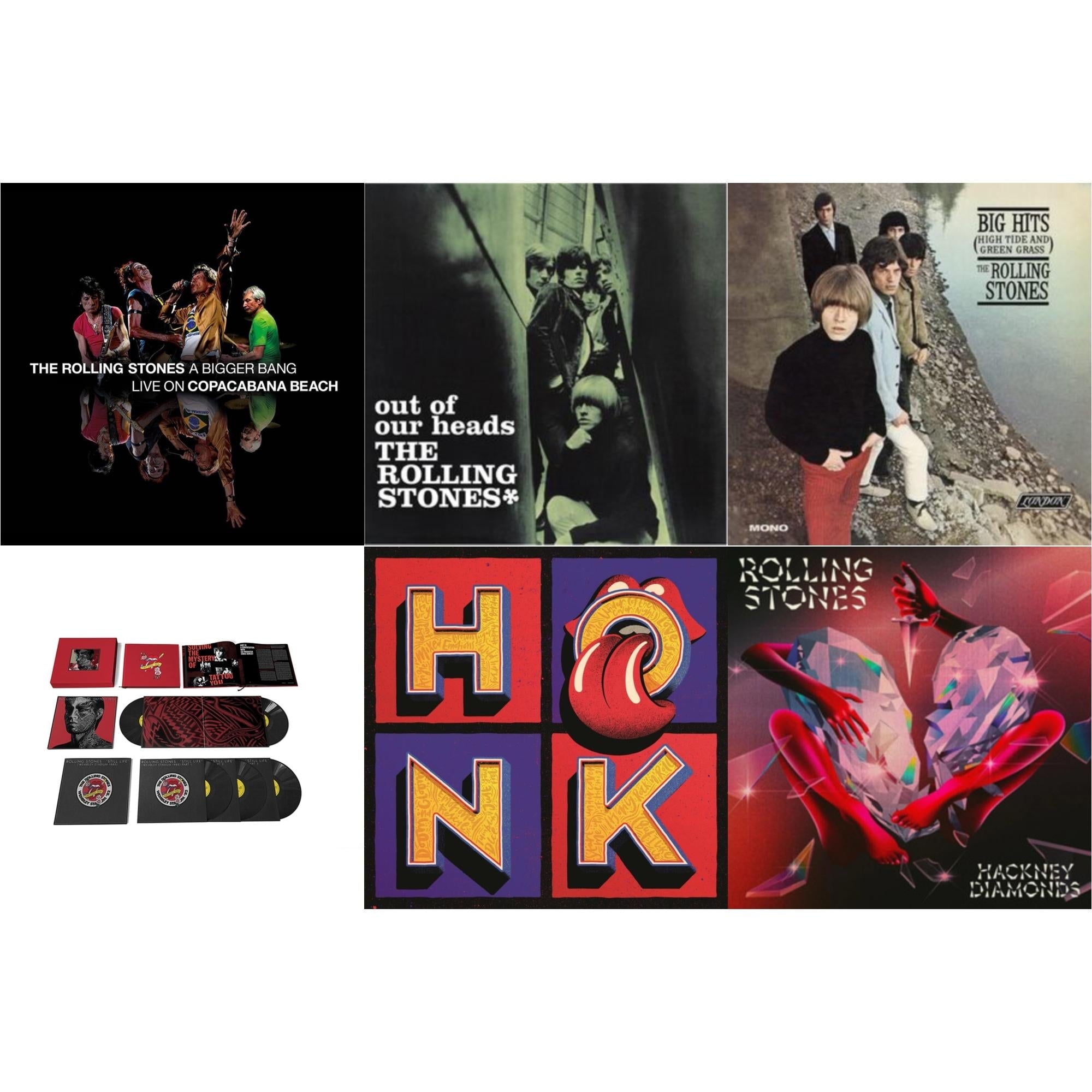 Out Of Our Heads (Uk) & Big Hits (High Tide Green Grass LP Vinyl) & Bigger Bang Live On Copacabana Beach (Multi Color Vinyl/3LP) & Tattoo You (2021 Remaster/5LP Box Set) & Hackney Diamonds & Honk (Translucent Red Vinyl/2LP)