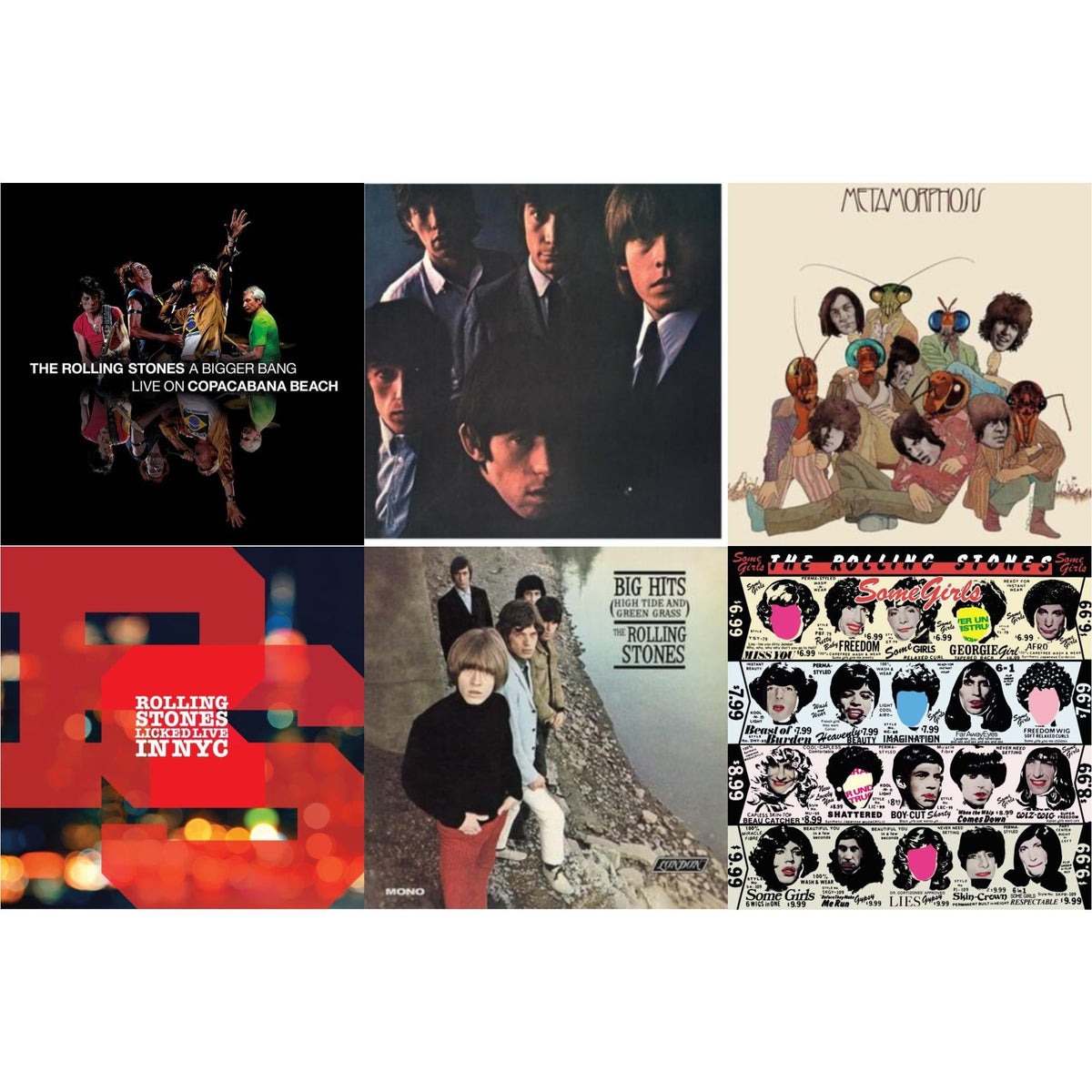 Rolling Stones No.2 (180G) & Big Hits (High Tide Green Grass LP Vinyl) & Metamorphosis & Bigger Bang Live On Copacabana Beach (Multi Color Vinyl/3LP) & Licked Live In Nyc (White Vinyl/3LP) & Some Girls