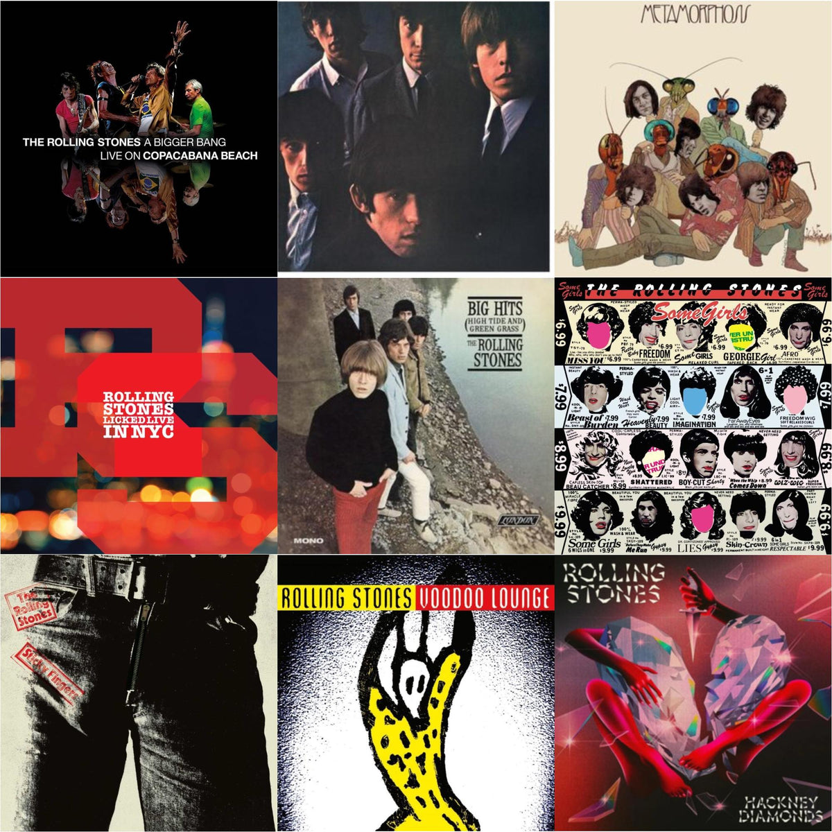 Rolling Stones - Rolling Stones No.2 (180G) & Big Hits (High Tide Green Grass LP Vinyl) & Metamorphosis & Bigger Bang Live On Copacabana Beach (Multi Color Vinyl/3LP) & Licked Live In Nyc (White Vinyl/3LP) & Hackney Diamonds & Voodoo Lounge (30Th