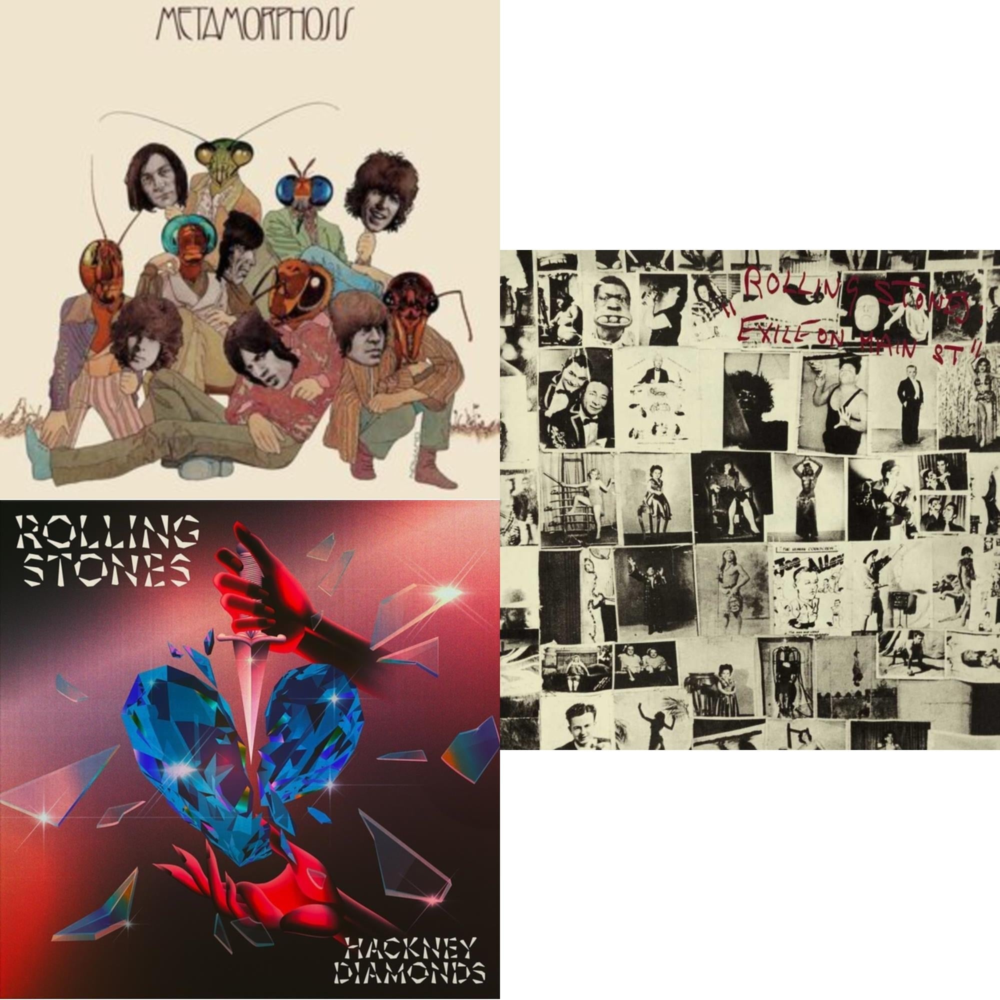Metamorphosis & Hackney Diamonds (1 Year Anniversary/Clear/Blue Splatter Vinyl/2LP) & Exile On Main Street (2LP)