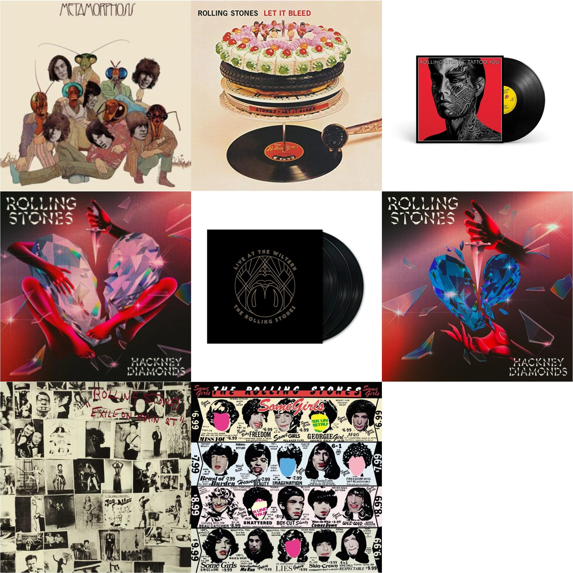 Metamorphosis & Let It Bleed (50Th Anniversary Edition) & Tattoo You (2021 Remaster) & Hackney Diamonds & Live At The Wiltern (3LP) & Hackney Diamonds (1 Year Anniversary/Clear/Blue Splatter Vinyl/2LP) & Exile On Main Street (2LP) & Some Girls