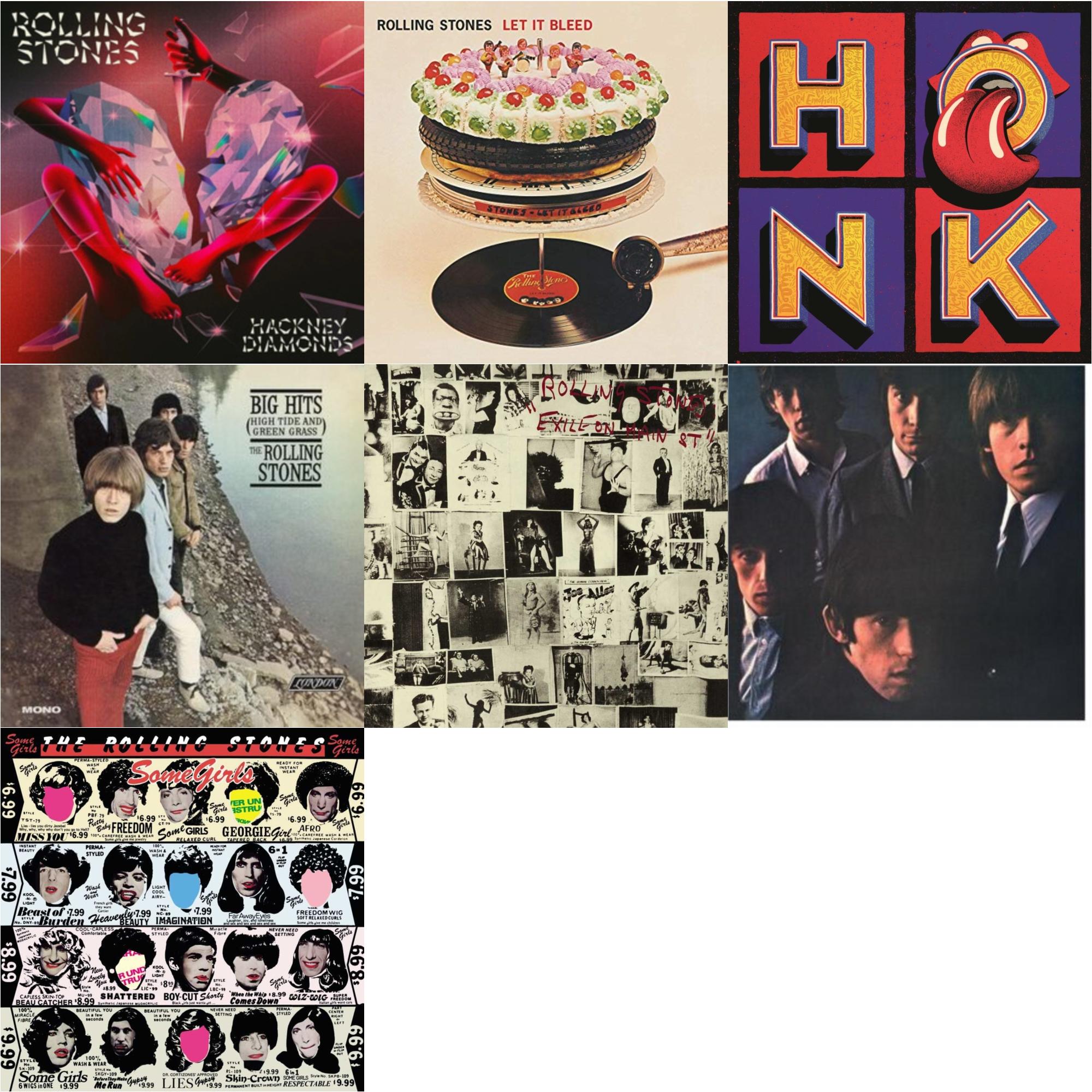 Rolling Stones No.2 (180G) & Big Hits (High Tide Green Grass LP Vinyl) & Let It Bleed (50Th Anniversary Edition) & Hackney Diamonds & Exile On Main Street (2LP) & Some Girls & Honk (Translucent Red Vinyl/2LP)