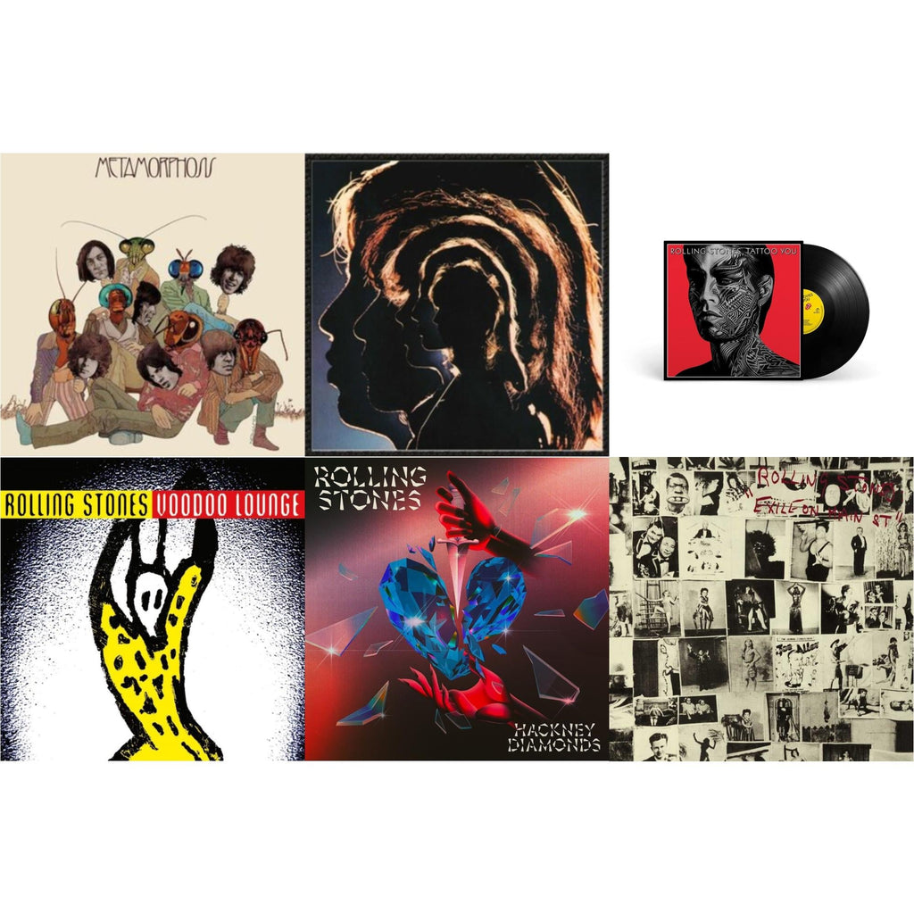 Metamorphosis & Hot Rocks 1964-1971 (2LP) & Tattoo You (2021 Remaster) & Voodoo Lounge (30Th Anniversary) (Red/Yellow Vinyl/2LP) & Hackney Diamonds (1 Year Anniversary/Clear/Blue Splatter Vinyl/2LP) & Exile On Main Street (2LP)