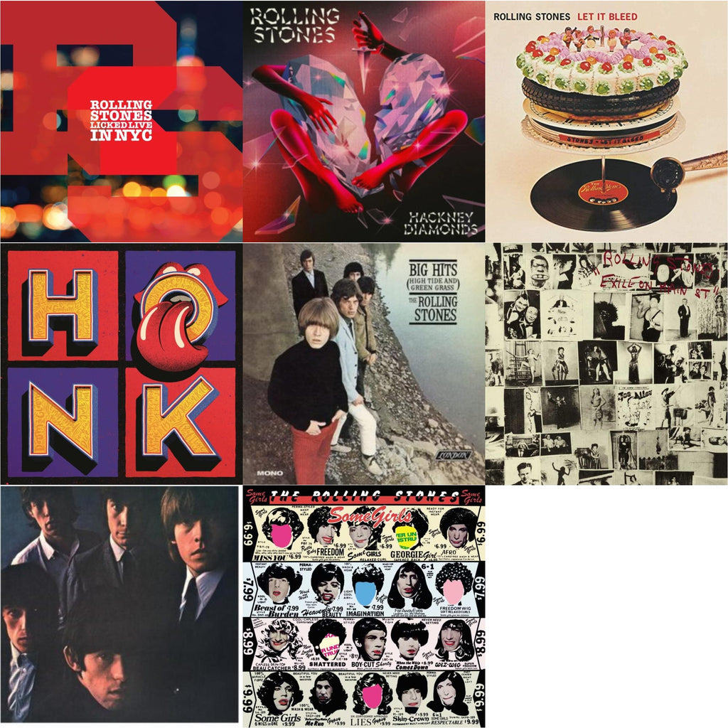 Rolling Stones No.2 (180G) & Big Hits (High Tide Green Grass LP Vinyl) & Let It Bleed (50Th Anniversary Edition) & Licked Live In Nyc (White Vinyl/3LP) & Hackney Diamonds & Exile On Main Street (2LP) & Some Girls & Honk (Translucent Red Vinyl/2LP)