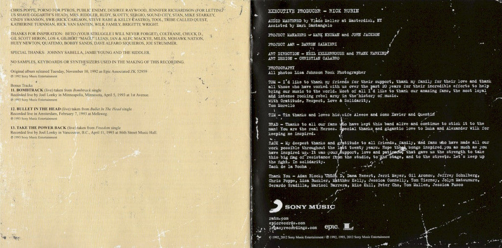 Rage Against The Machine – Rage Against The Machine XX Music CD