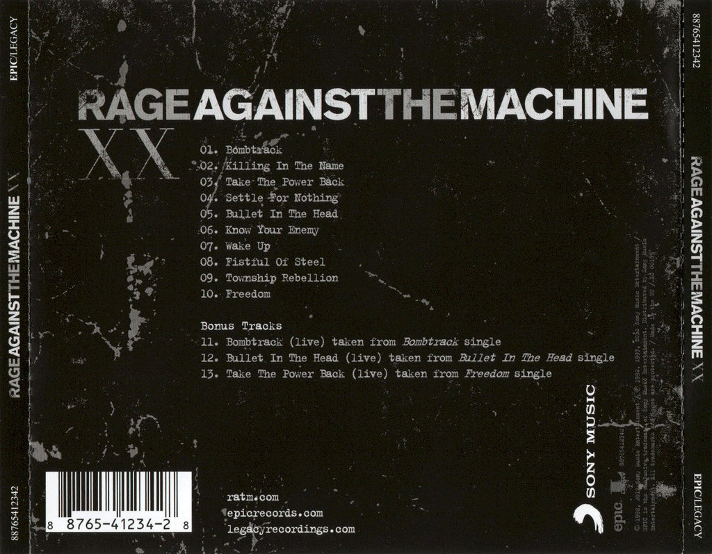 Rage Against The Machine – Rage Against The Machine XX Music CD