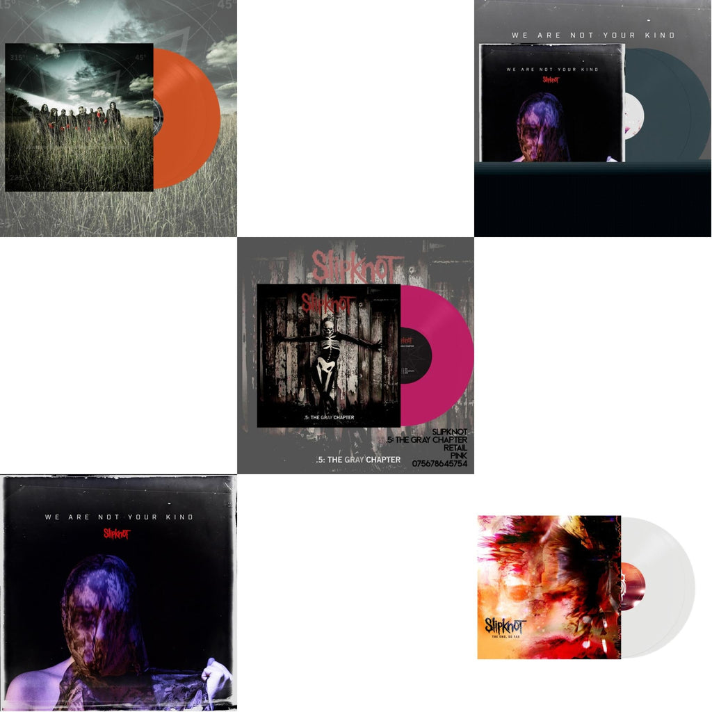 Slipknot - All Hope Is Gone (Orange Vinyl/2LP) & We Are Not Your Kind (Dl Card) & .5: The Gray Chapter (X) (Pink Vinyl/2LP) & We Are Not Your Kind (2LP/Light Blue Vinyl) & End, So Far (Clear Vinyl/2LP)