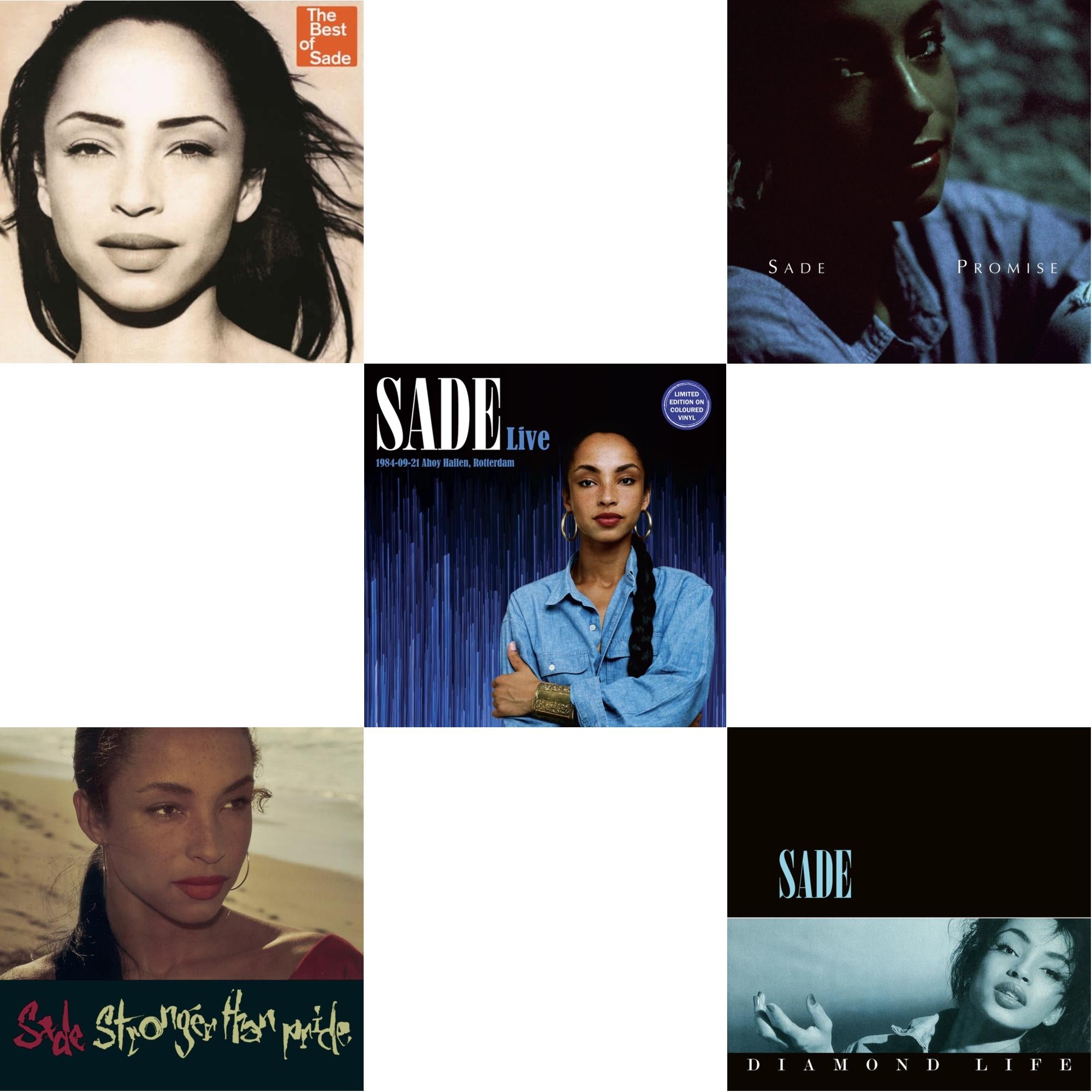 Sade - Best Of Sade (2LP/180G/Gatefold) & Stronger Than Pride & Sade Live: 1984-09-21 Ahoy Hallen, Rotterdam (2LP) & Promise & Diamond Life