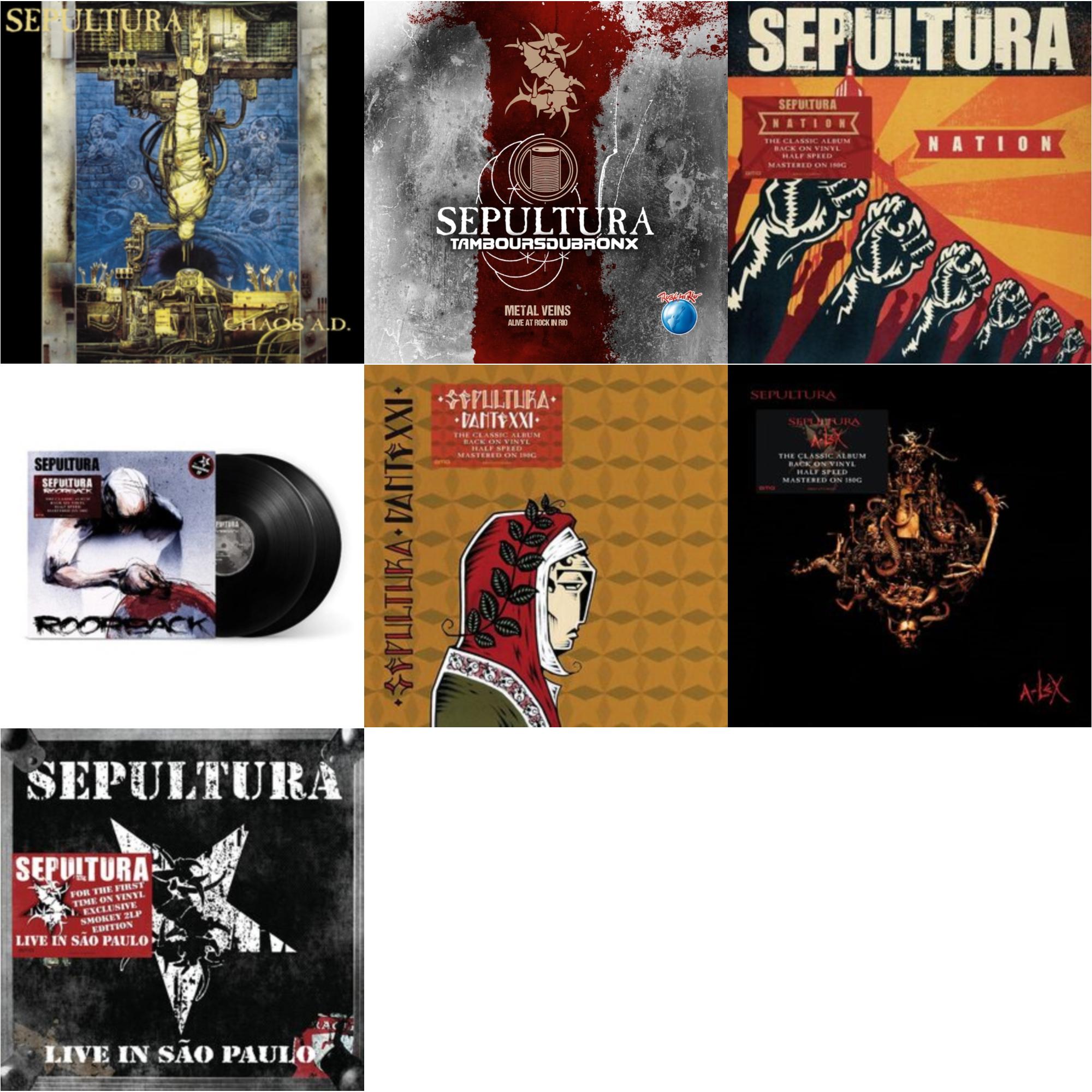 Chaos A.D. (Expanded Edition/2LP) & Metal Veins - Alive At Rock In Rio (Limited/2LP) & Nation (2LP) & Roorback & Dante Xxi & A-Lex (2LP) & Live In Sao Paulo (2LP)