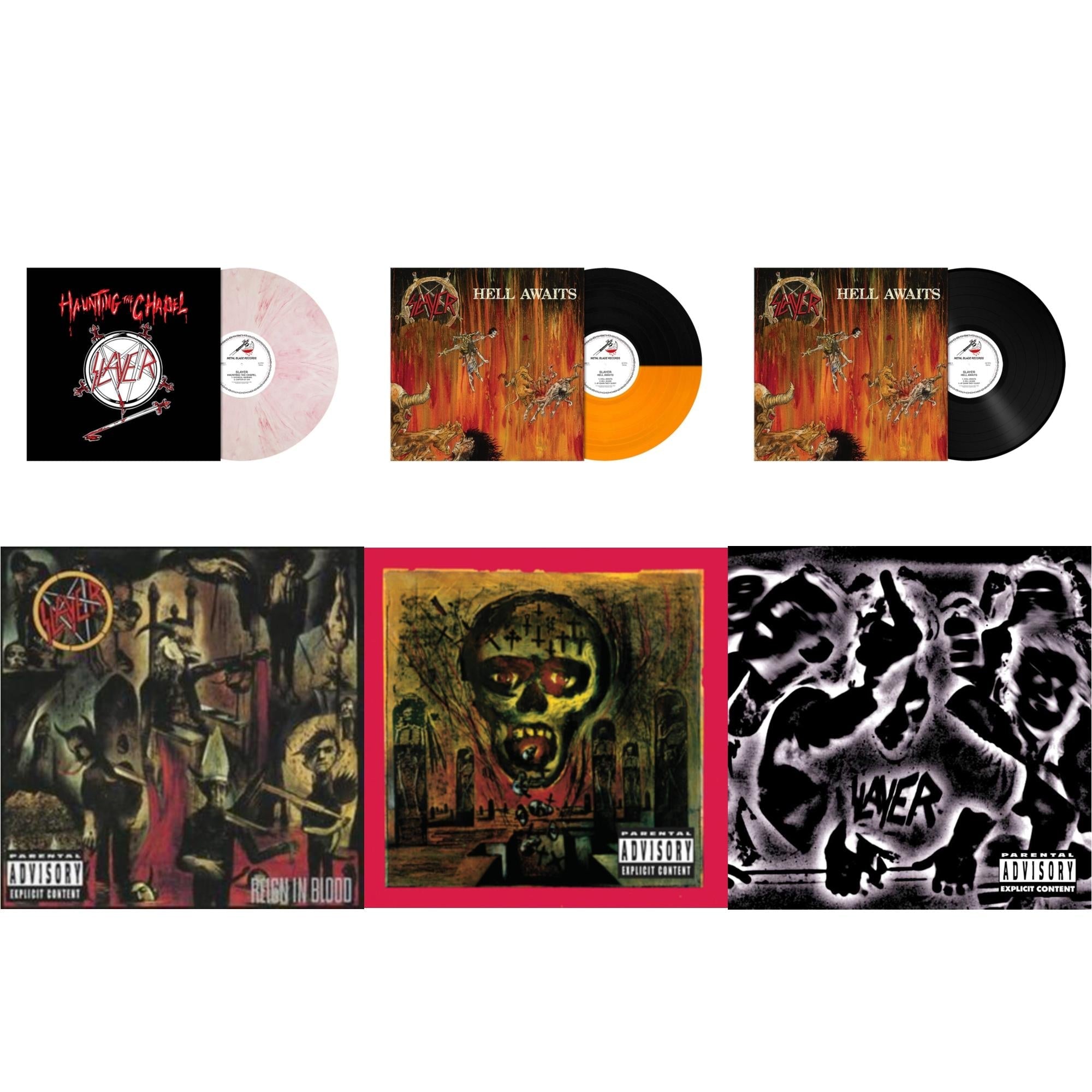 Haunting The Chapel (Red & White Marbled LP Vinyl) & Hell Awaits (Transparent Orange & Black Split LP Vinyl) & Hell Awaits (180G) & Reign In Blood & Seasons In Abyss & Undisputed Attitude