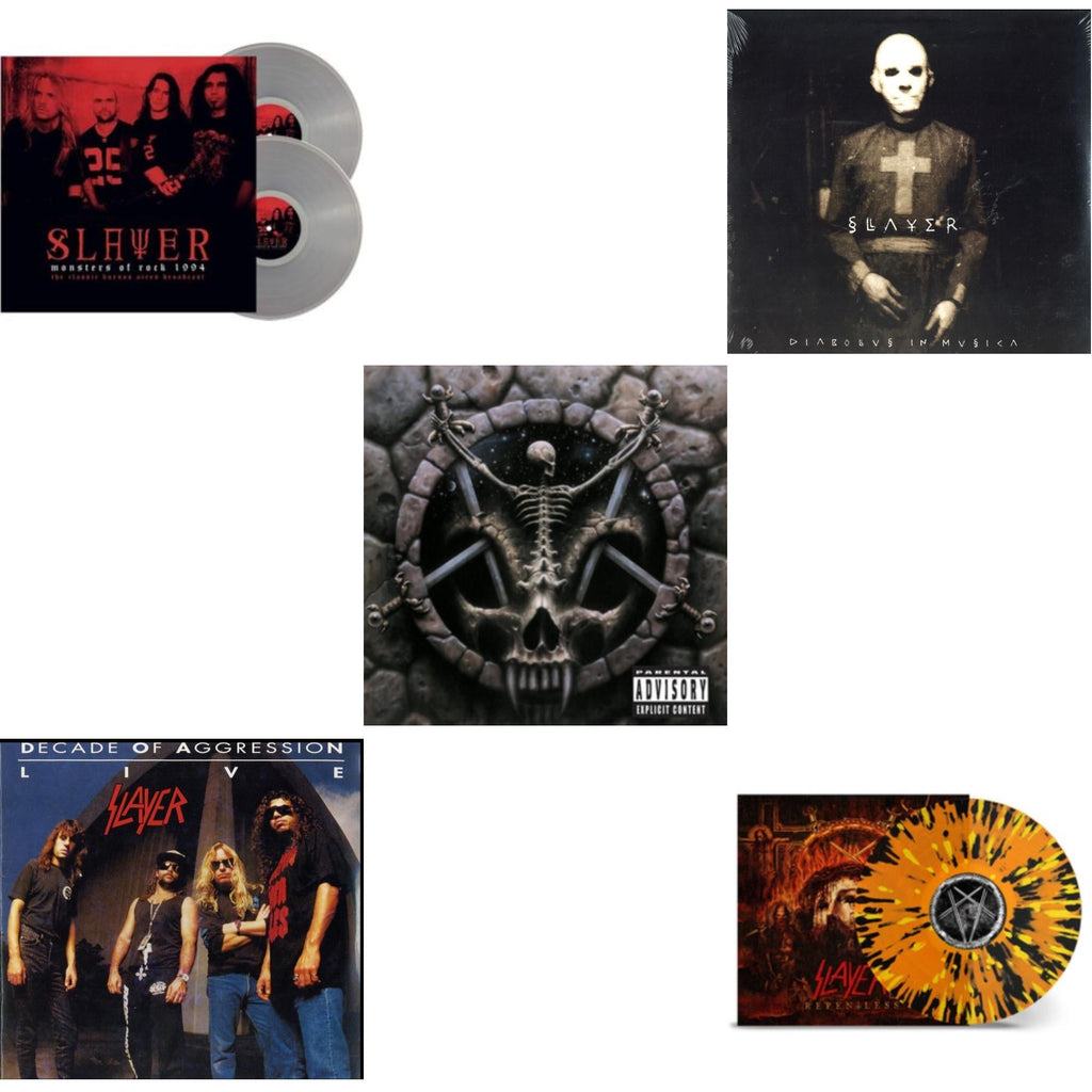 Slayer - Diabolus In Musica & Divine Intervention & Live: Decade Of Aggression & Repentless (Trans Orange Yellow Black Splatter LP Vinyl) & Monsters Of Rock 1994 (2LP/140G/Clear Vinyl)