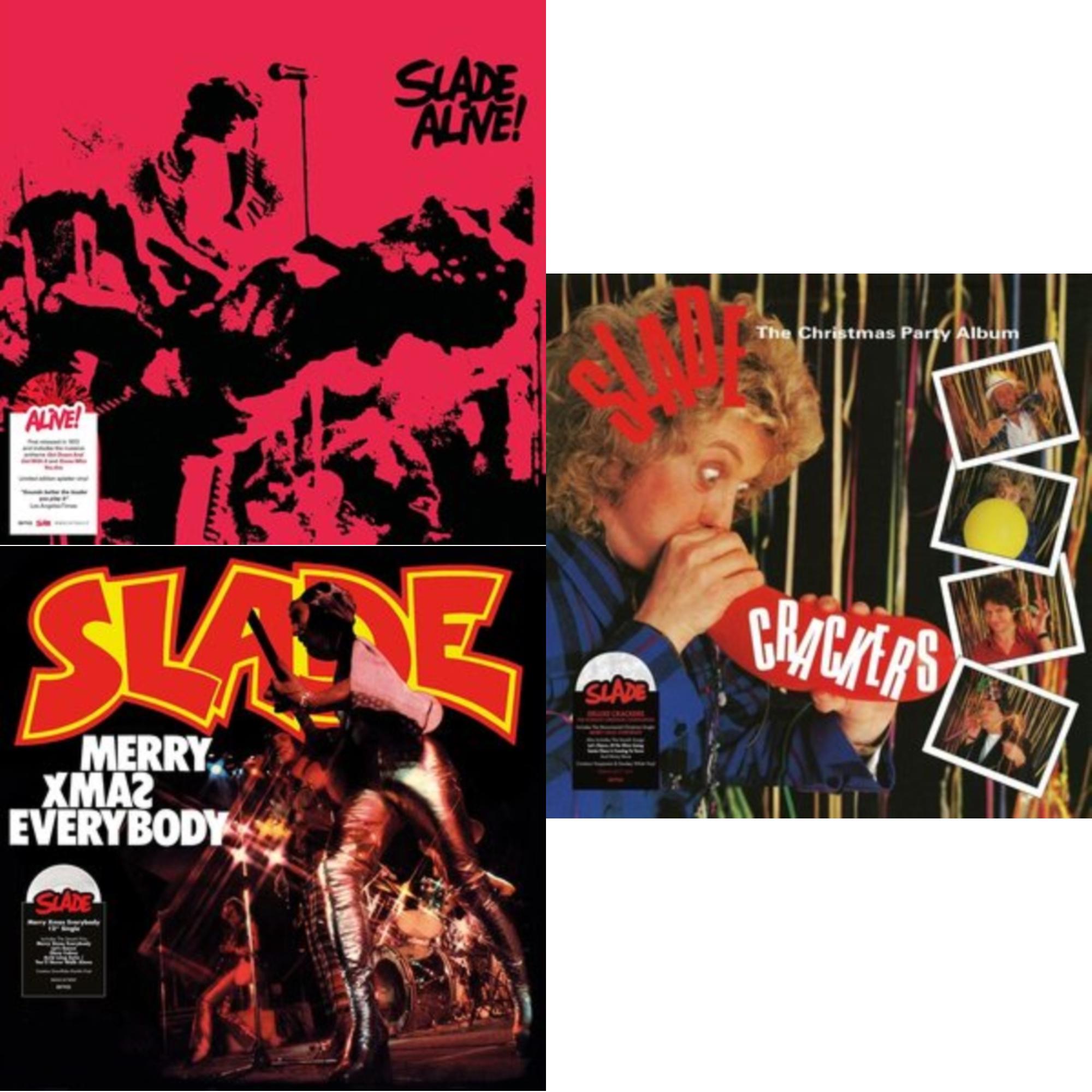 Slade - Slade Alive! (Red & Black Splatter LP Vinyl/Limited Edition) & Crackers (Snowflake Splatter LP Vinyl) & Merry Xmas Everybody