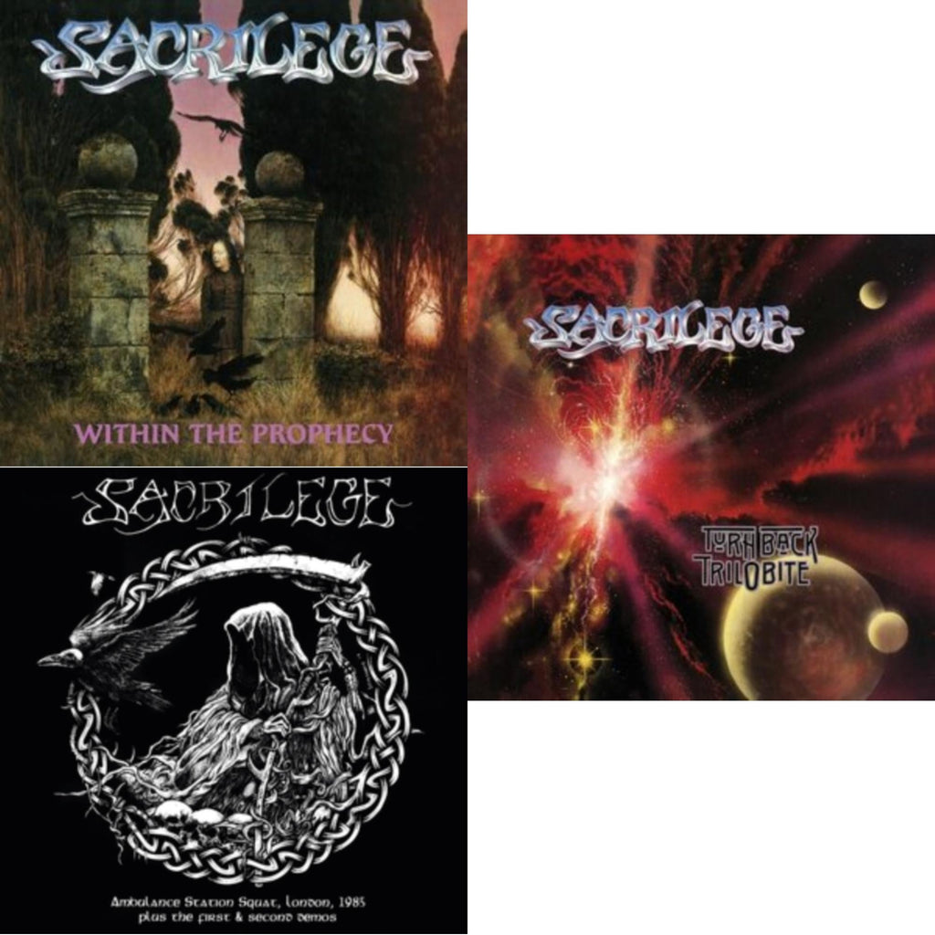 Sacrilege - Ambulance Station Squat London 1985 / 1St & 2Nd Demos (Clear/Black Splatter LP Vinyl) & Within The Prophecy (Clear/Purple Splatter LP Vinyl) & Turn Back Trilobite (Clear/Red Splatter LP Vinyl/12Inch)
