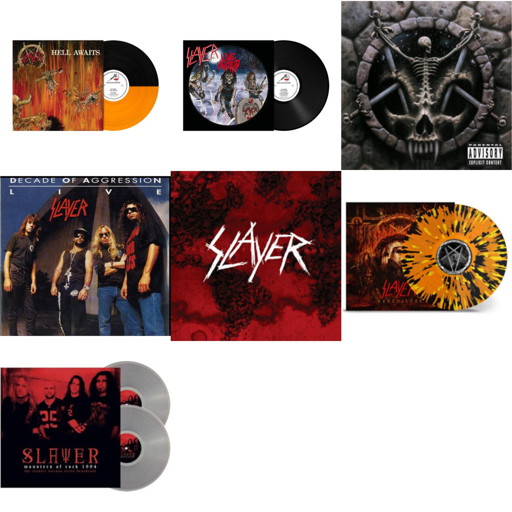 Slayer - Hell Awaits (Transparent Orange & Black Split LP Vinyl) & Live Undead (180G) & Divine Intervention & Live: Decade Of Aggression & World Painted Blood & Repentless (Trans Orange Yellow Black Splatter LP Vinyl) & Monsters Of Rock 1994