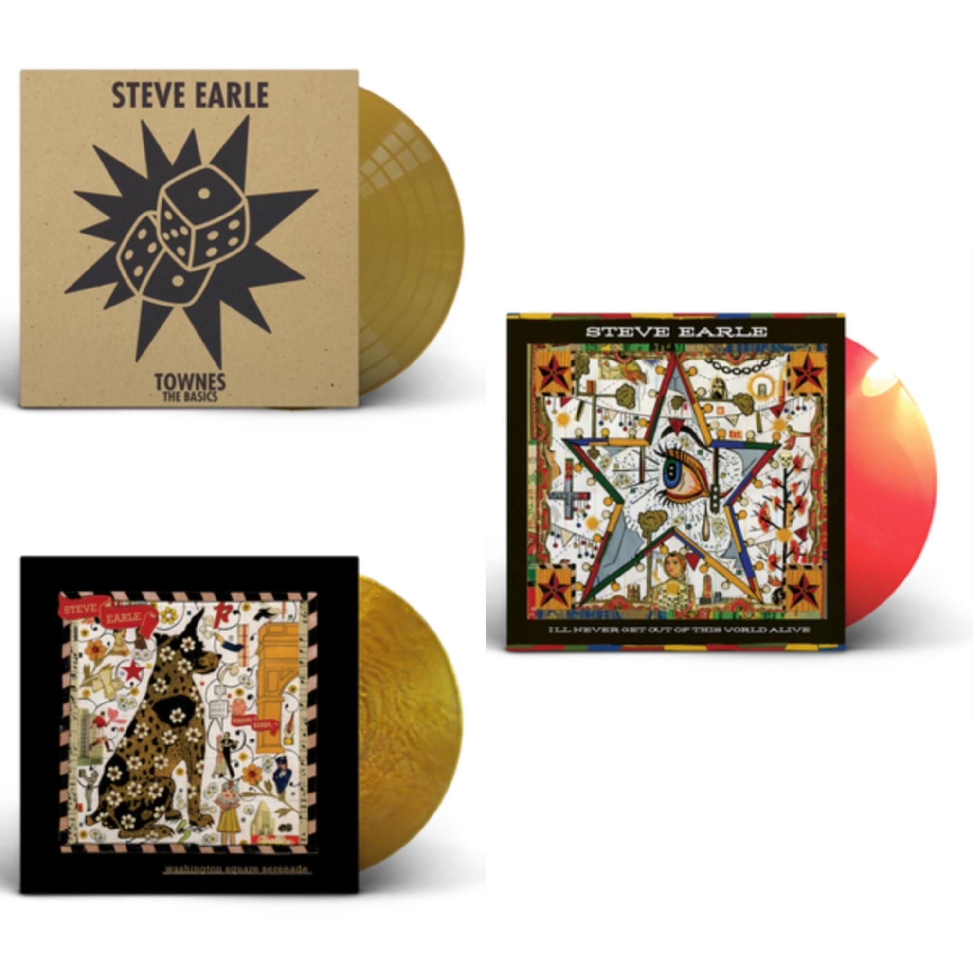 Steve Earle - Townes: The Basics (Gold LP Vinyl) & Washington Square Serenade (Metallic Gold LP Vinyl) & I'll Never Get Out Of This World Alive (Orange LP Vinyl)