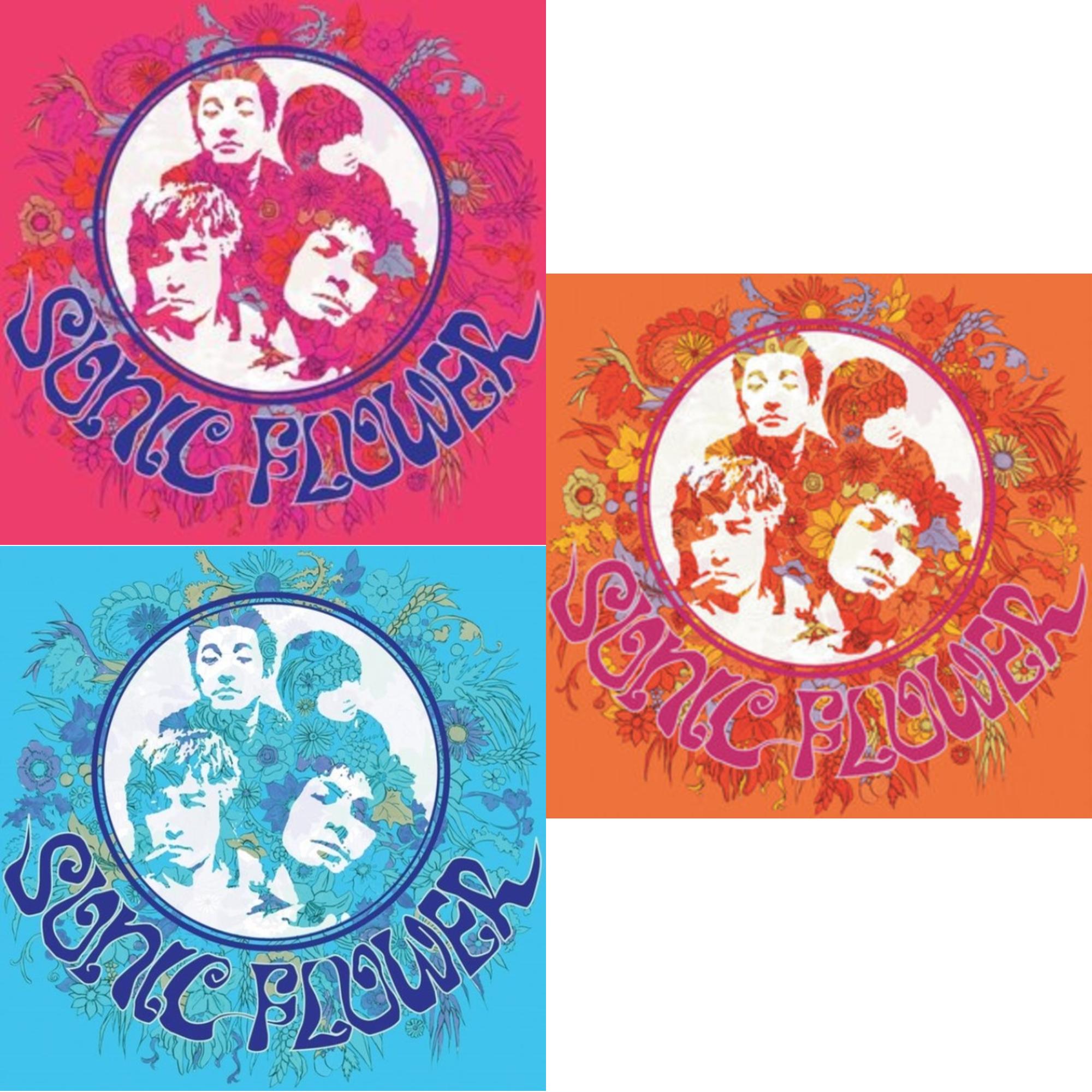Sonic Flower (Alternate Cover) (Pink/Blue/White LP Vinyl) & Sonic Flower (Transparent Blue/White/Solid Blue Striped LP Vinyl) & Sonic Flower (Fuchsia LP Vinyl)