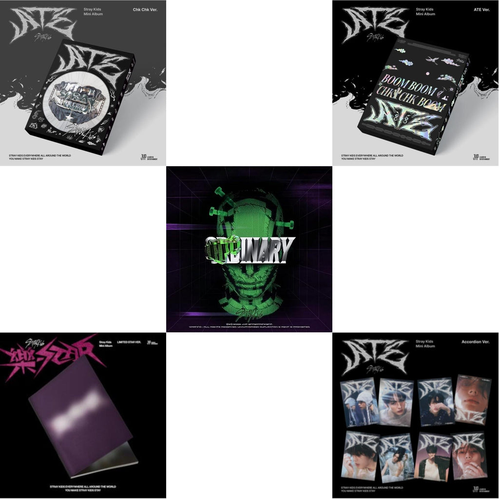 Stray Kids - Ate (Chk Chk Ver.) & Rock-Star (Limited Star Ver.) & Oddinary (Scanning Version/Mask Off Version/Normal Edition) & Ate (Ate Ver.) & Ate (Accordion Ver.) - CD Bundle