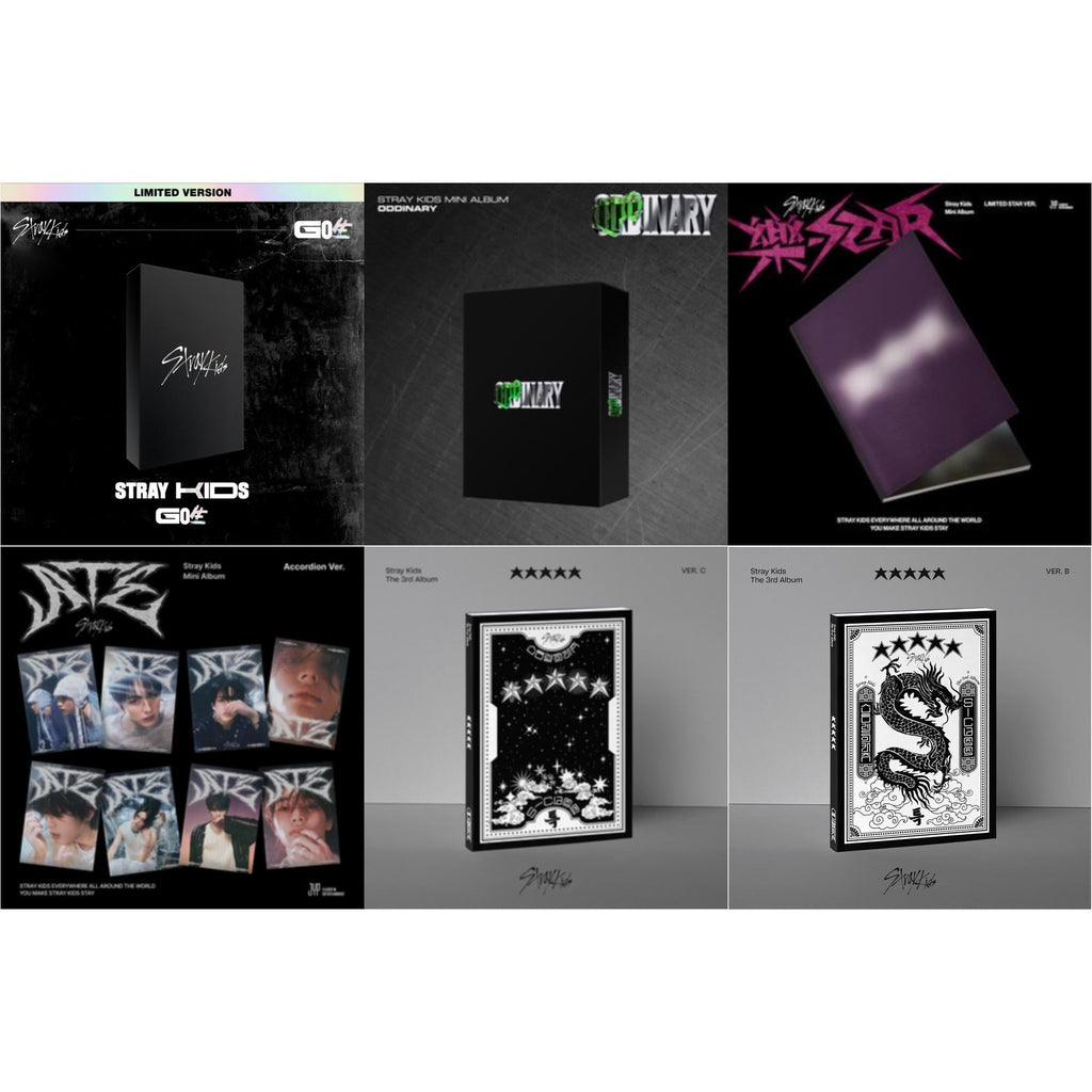 Stray Kids - Go: Volume 1 (Normal Edition) & Oddinary (Scanning Version/Mask Off Version/Normal Edition) & Rock-Star (Limited Star Ver.) & Ate (Accordion Ver.) & 5-Star (Ver. C) & 5-Star (Ver. B) - CD Bundle