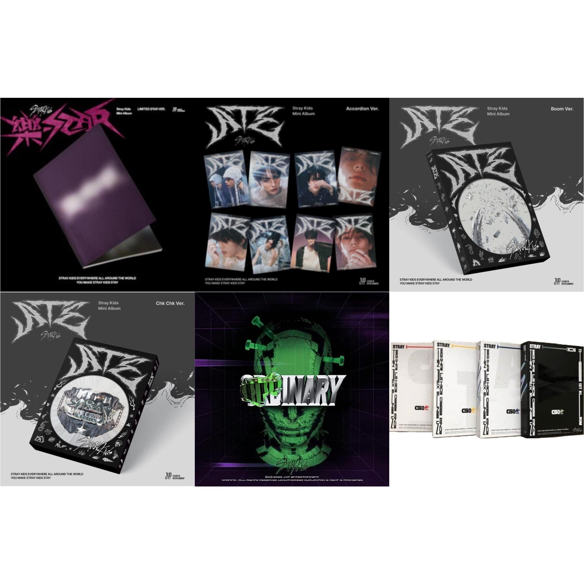 Stray Kids - Rock-Star (Limited Star Ver.) & Ate (Accordion Ver.) & Ate (Boom Ver.) & Ate (Chk Chk Ver.) & Oddinary (Scanning Version/Mask Off Version/Normal Edition) & Go: Volume 1 (Normal Edition) - CD Bundle