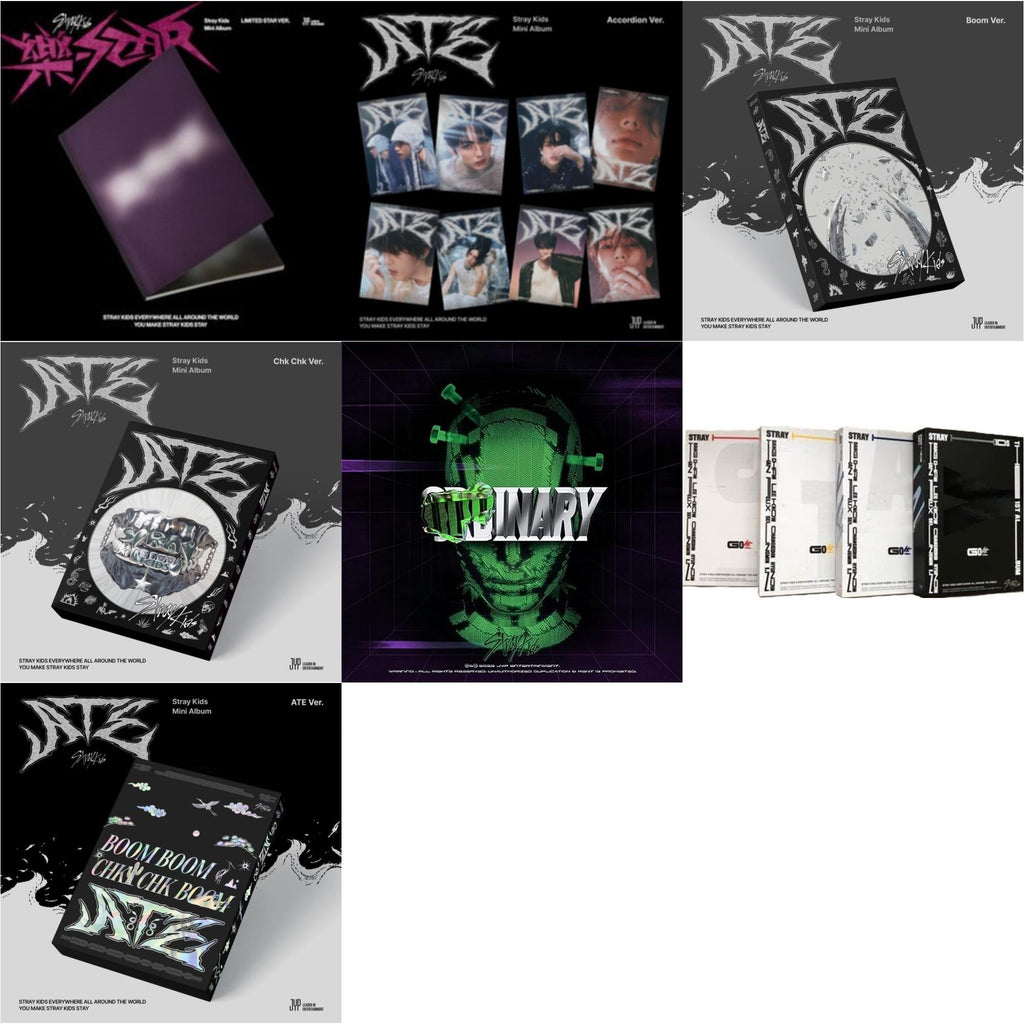 Stray Kids - Rock-Star (Limited Star Ver.) & Ate (Accordion Ver.) & Ate (Boom Ver.) & Ate (Chk Chk Ver.) & Oddinary (Scanning Version/Mask Off Version/Normal Edition) & Go: Volume 1 (Normal Edition) & Ate (Ate Ver.) - CD Bundle
