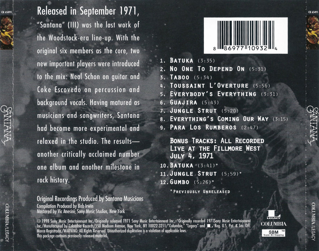 Santana – Santana 3 Music CD