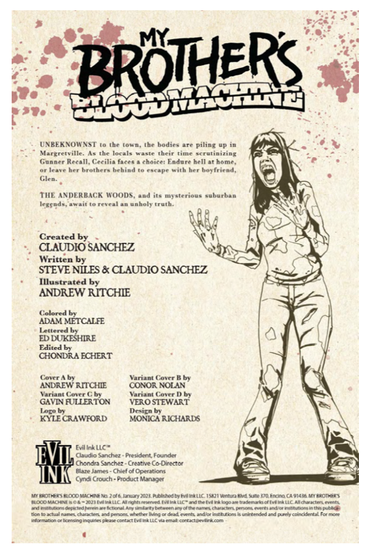 My Brother’s Blood Machine by Claudio Sanchez - Comic Book Issue 2 of 6 (Exclusive Cover)