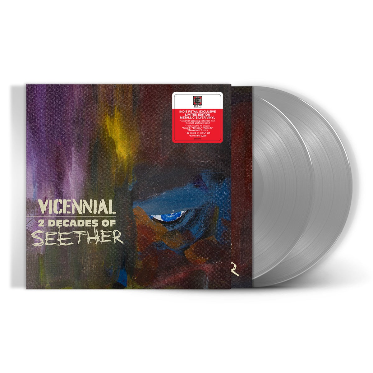 Seether Vicennial - 2 Decades Of Seether [Metallic Silver 2 LP] Vinyl Record
