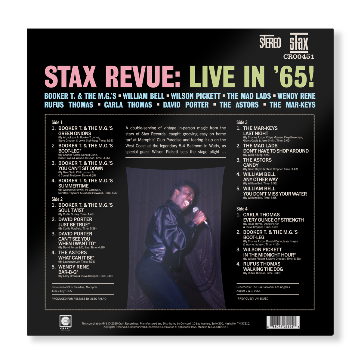 STAX REVUE: LIVE IN ’65! (2 LP) Vinyl Record