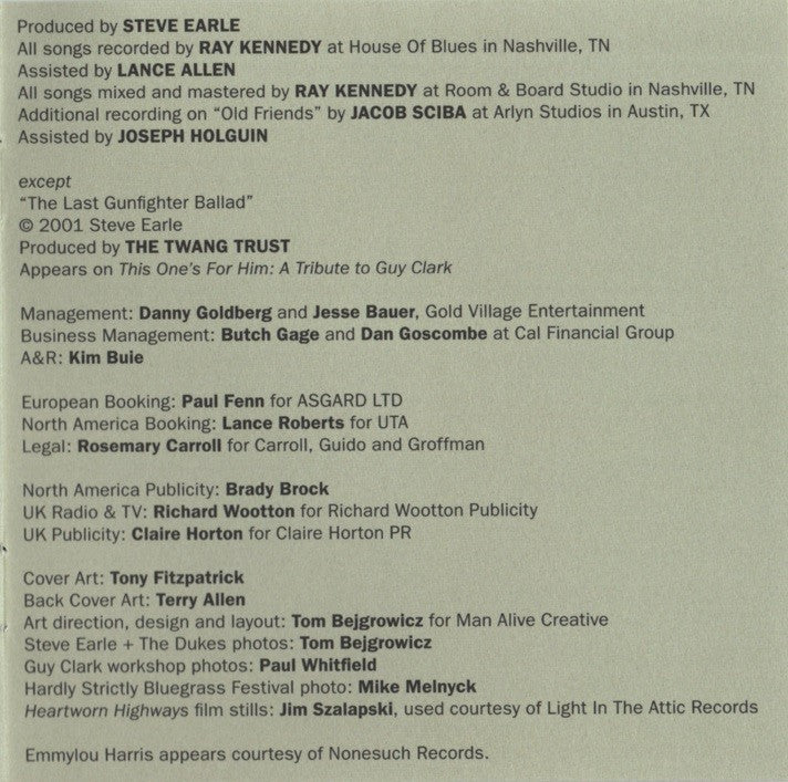 Steve Earle & The Dukes – GUY Music CD