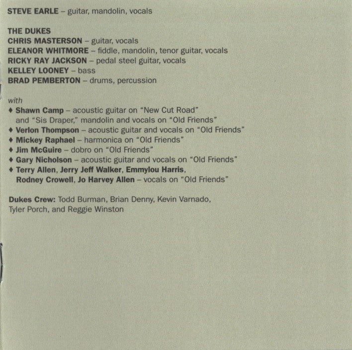 Steve Earle & The Dukes – GUY Music CD