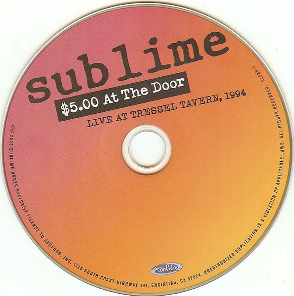 Sublime – $5.00 At The Door Music CD