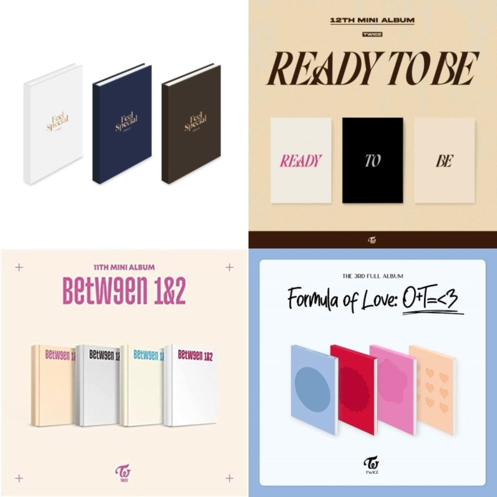 Twice - Feel Special (8Th Mini Album) & Ready To Be (12Th Mini Album) & Between 1 & 2 & Formula Of Love: O+T=<3 - CD Bundle