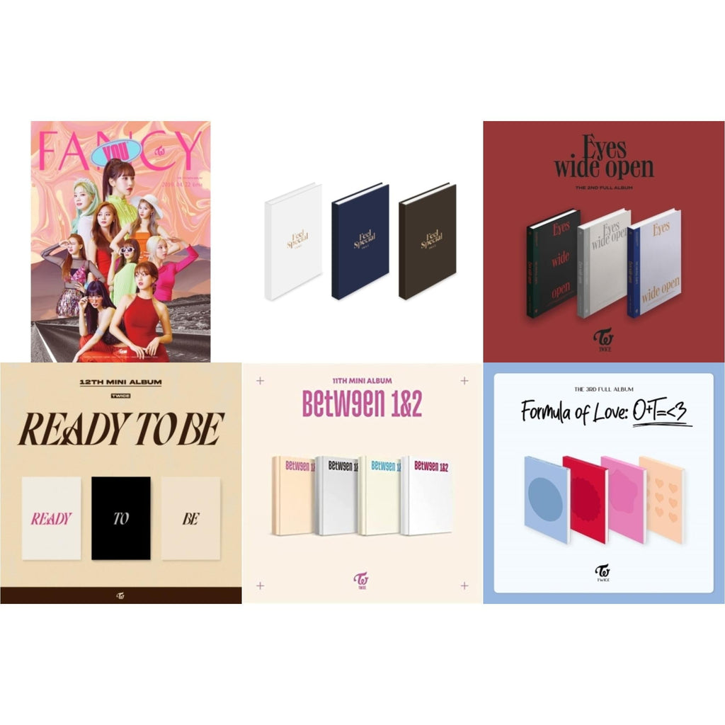Twice - Fancy You (7Th Album) & Feel Special (8Th Mini Album) & Eyes Wide Open: Vol. 2 & Ready To Be (12Th Mini Album) & Between 1 & 2 & Formula Of Love: O+T=<3 - CD Bundle