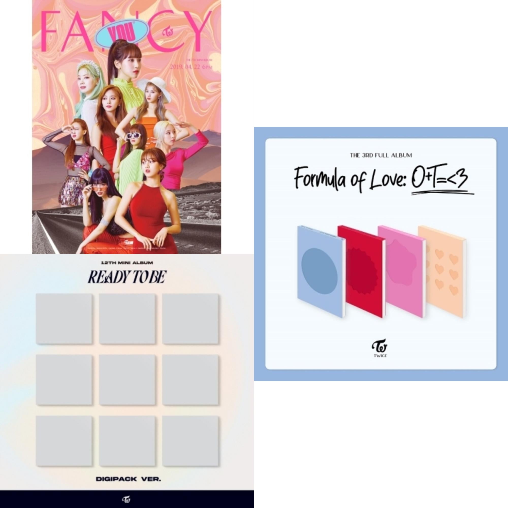 Twice - Fancy You (7Th Album) & Ready To Be (12Th Mini Album) Digipack Version & Formula Of Love: O+T=<3 - CD Bundle