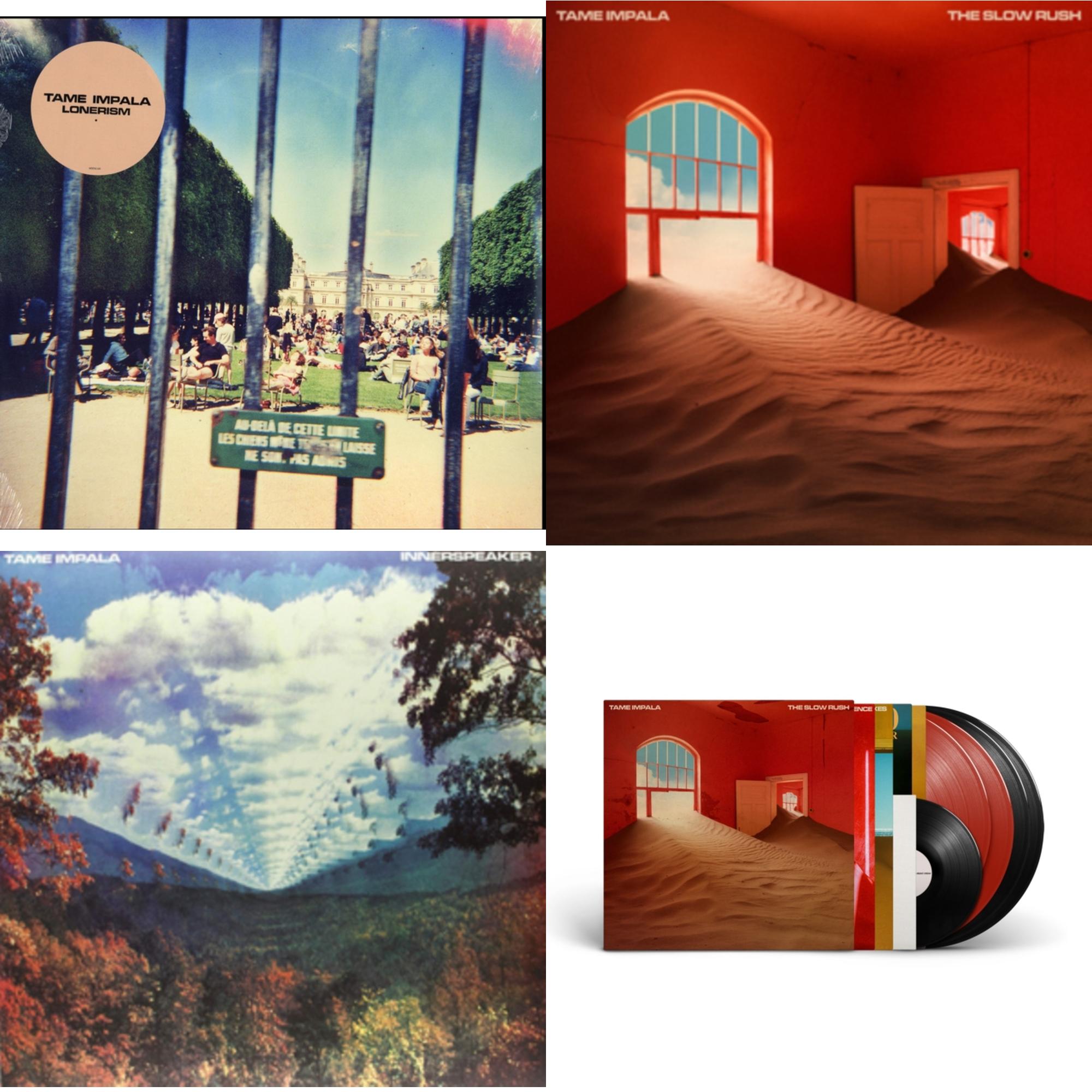 Tame Impala - Lonerism & Slow Rush (2LP) & Innerspeaker & Slow Rush (Deluxe/2-Transparent Red LP Vinyl/3-Black LP Vinyl)